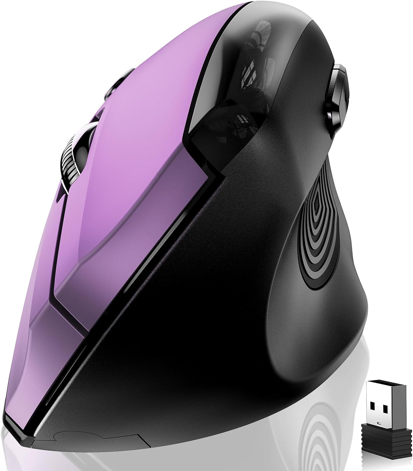 memzuoix Ergonomic Mouse Wireless,2.4G Optical Cordless Mice with 800/1200/1600 DPI,Vertical Computer Wireless Mouse for Laptop, Mac,PC,Desktop (for Right Hand, Large),Purple Mouse