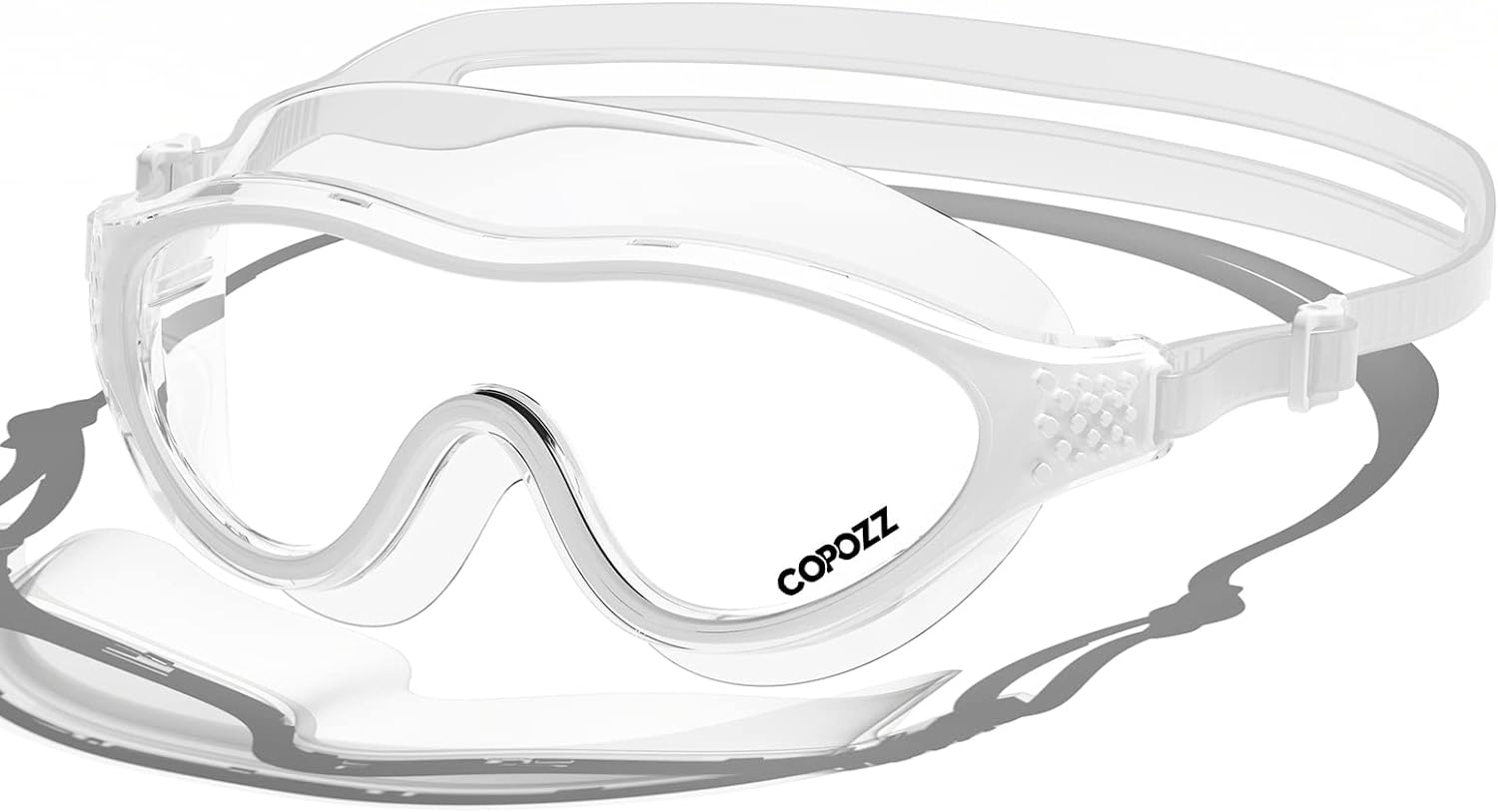 COPOZZ Wide View Swim Goggles, Comfy Swimming Goggles for Adult Men Women Youth, Anti-fog No Leaking UV Protection