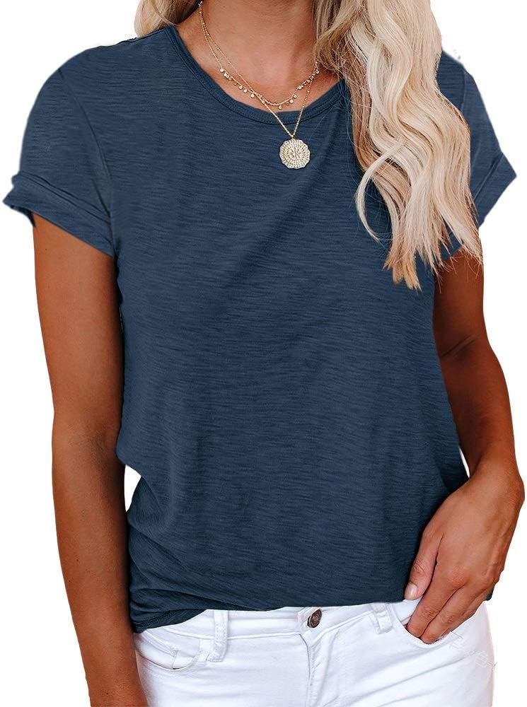 Cicy Bell Women's Short Sleeve Shirts Crewneck Loose Casual Summer Basic Tees Tops