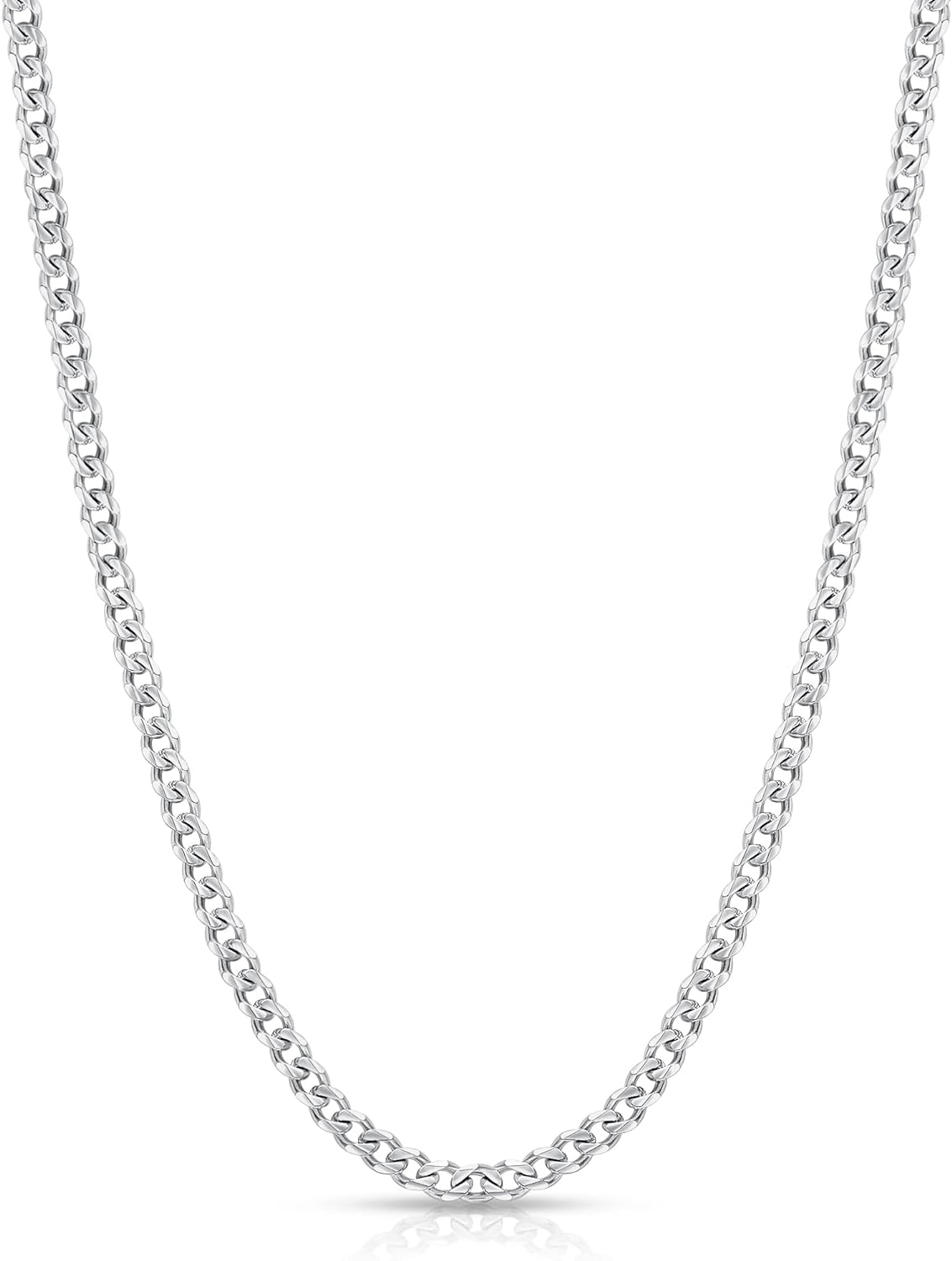 Fiusem 3.5mm Silver Tone/Black/14K Gold Plated Chains for Men, Mens Necklace Chains Stainless Steel Cuban Link Chain Necklace for Men, Mens Chain 16, 18, 20, 22, 24, 26, 28 Inch