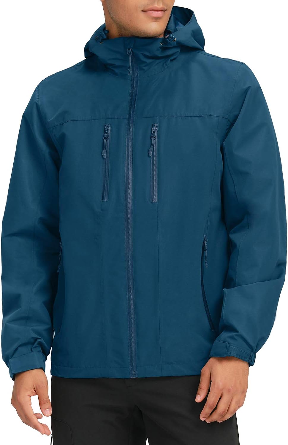 Good jacket, wind proof, water proof, works great as a rain coat only gripe and its small is the zipper is on the wrong side, like I mentioned its small, but still throws you off when you go to zip it