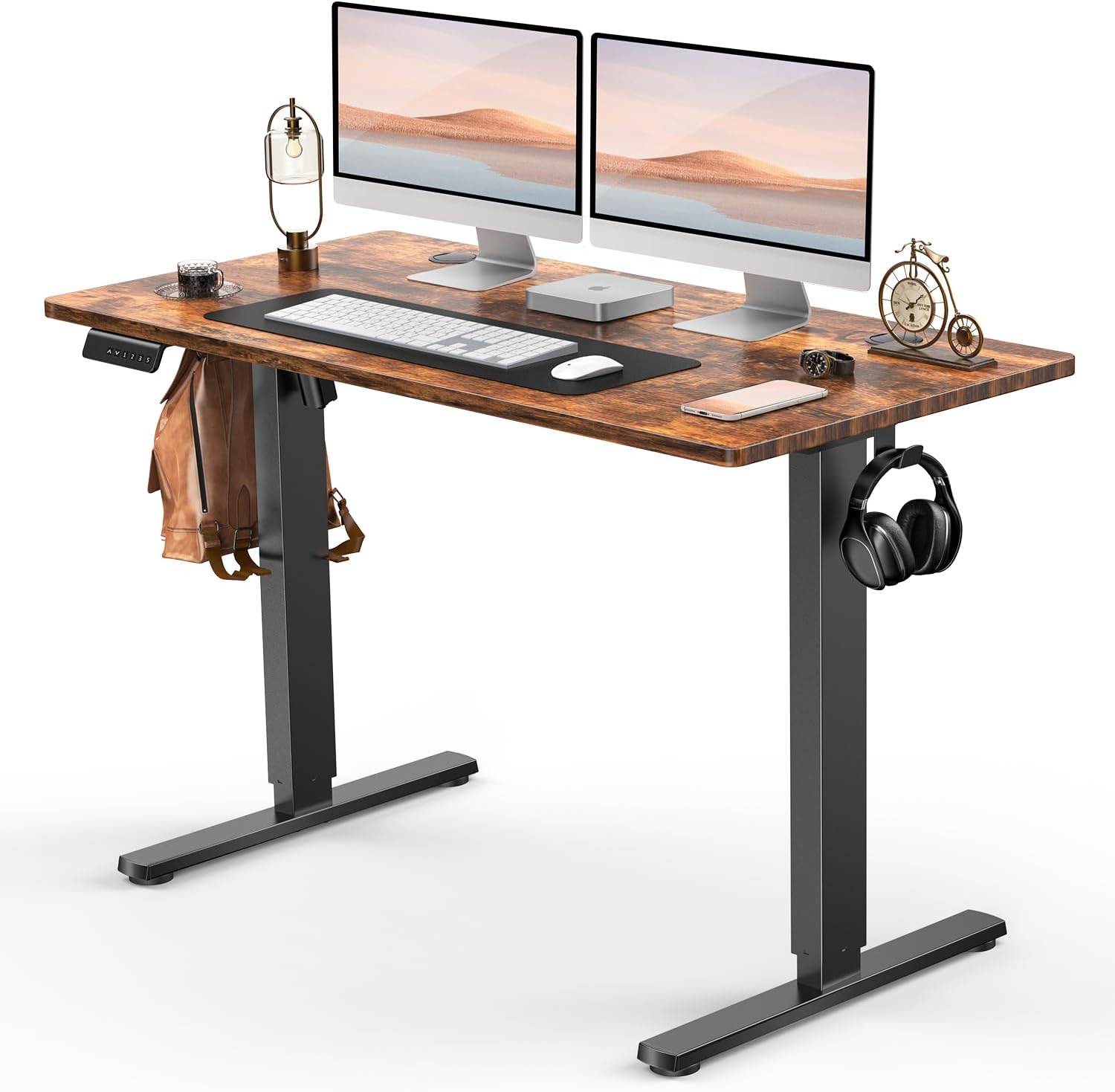 SMUG+Standing+Desk%2c+Adjustable+Height+Electric+Sit+Stand+Up+Down+Computer+Table%2c+48x24+Inch+Ergonomic+Rising+Desks+for+Work+Office+Home%2c+Modern+Gaming+Desktop+Workstation%2c+Rust+Brown