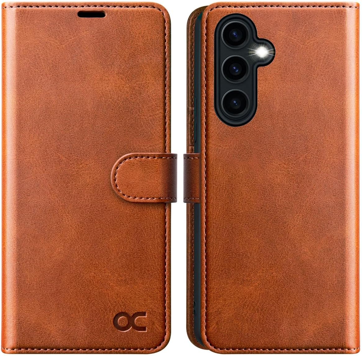 OCASE Compatible with Samsung Galaxy A55 Wallet Case, PU Leather Flip Folio Case with Card Holders RFID Blocking Kickstand [Shockproof TPU Inner Shell] Phone Cover (2024), Brown