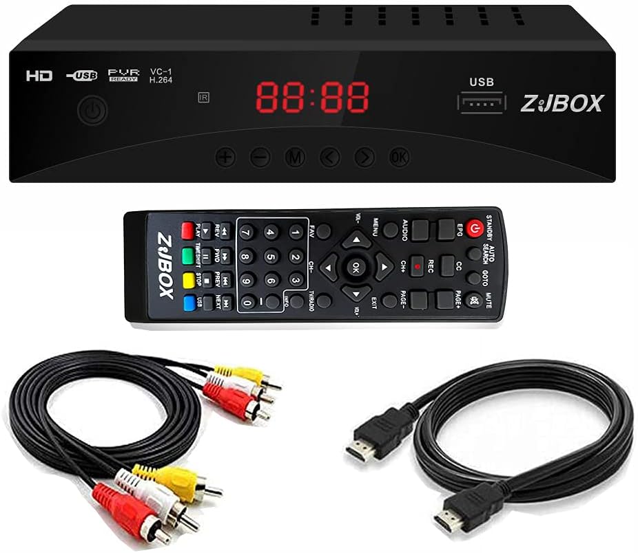 Digital TV Converter Box, ATSC Cabal Box - ZJBOX for Analog HDTV Live1080P with TV Recording&Playback,HDMI Output, Timer Setting TV Tuner Function Set Top Box Digital Channel Free