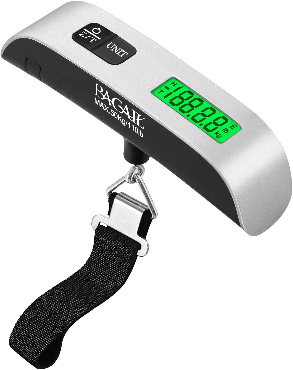 BAGAIL Digital Luggage Scale, 110lbs Hanging Baggage Scale with Backlit LCD Display, Portable Suitcase Weighing Scale, Travel Luggage Weight Scale with Hook, Strong Straps for Travelers