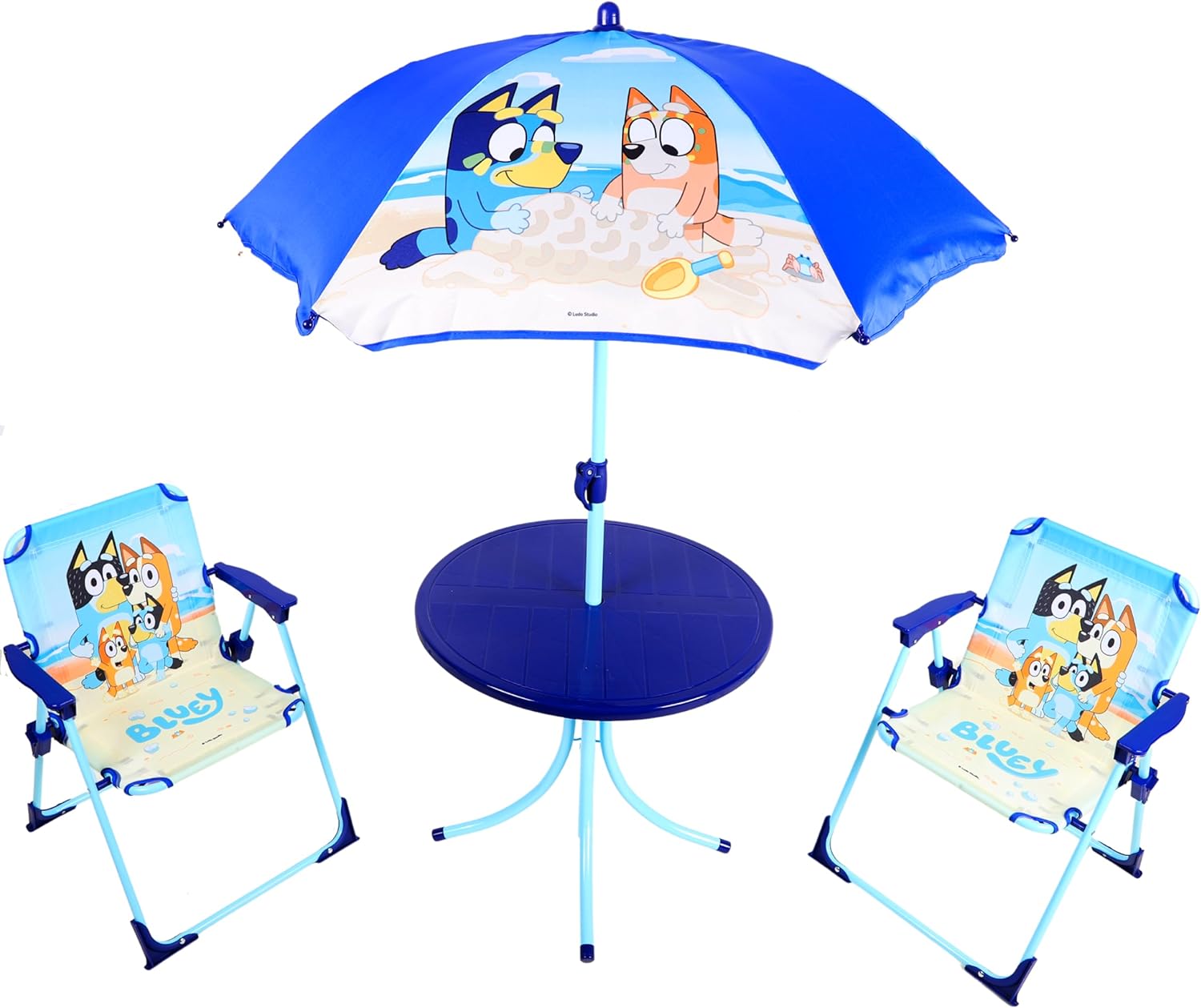 Toyland Bluey & Bingo Table & Chairs Patio Set - 1 Table, 2 Chairs & 1 Parasol - Children' Indoor & Outdoor Furniture - Perfect for Beach & Garden