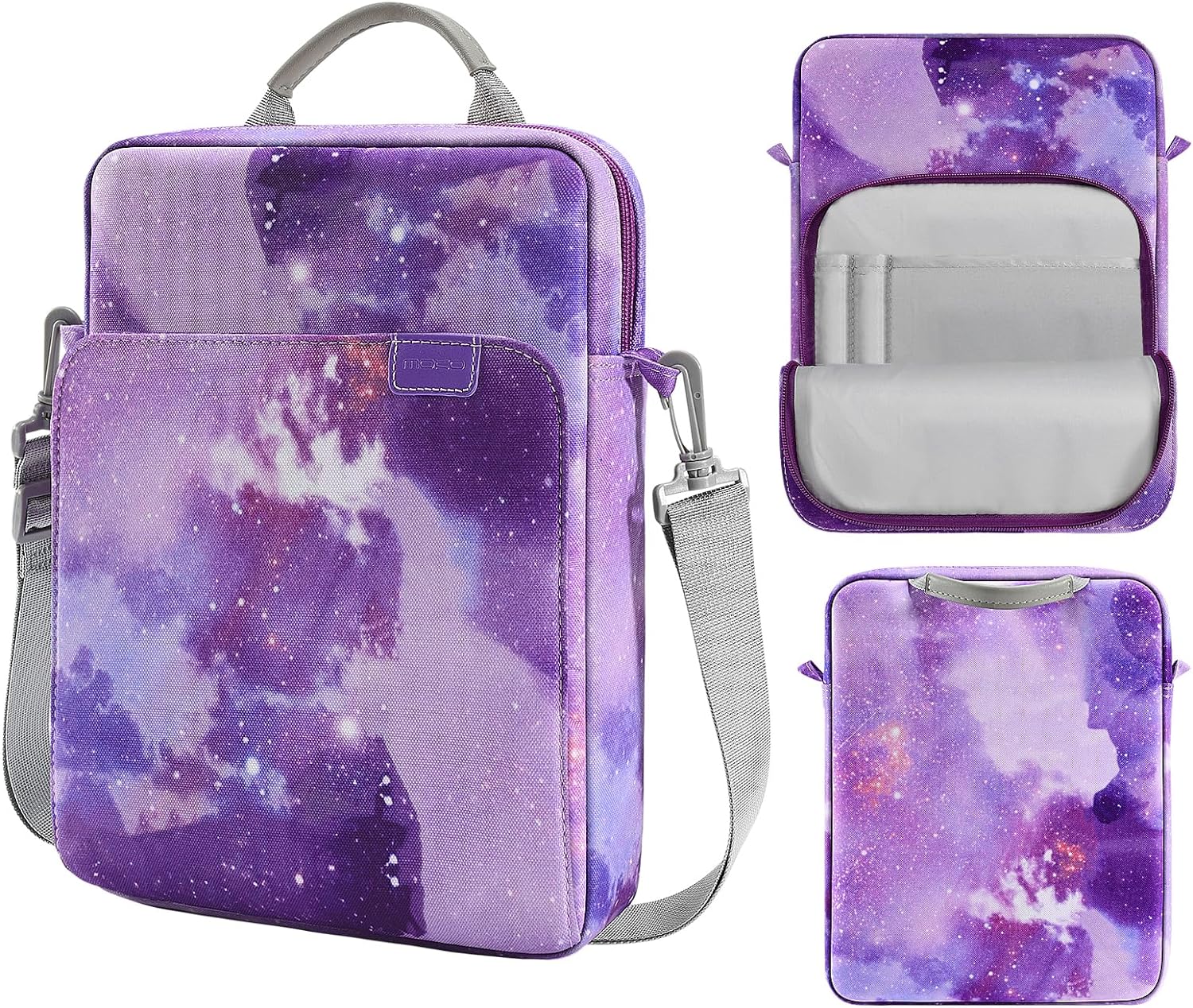 MoKo 13.3-14 Inch Laptop Sleeve Bag Fits MacBook Pro M3/M2 14 2023,MacBook Pro 13 M2,New MacBook Air 13.6 M3/M2 2024,Tab S8 Ultra 14.6,Handle Carrying Case with Shoulder Strap,Purple Starry Sky