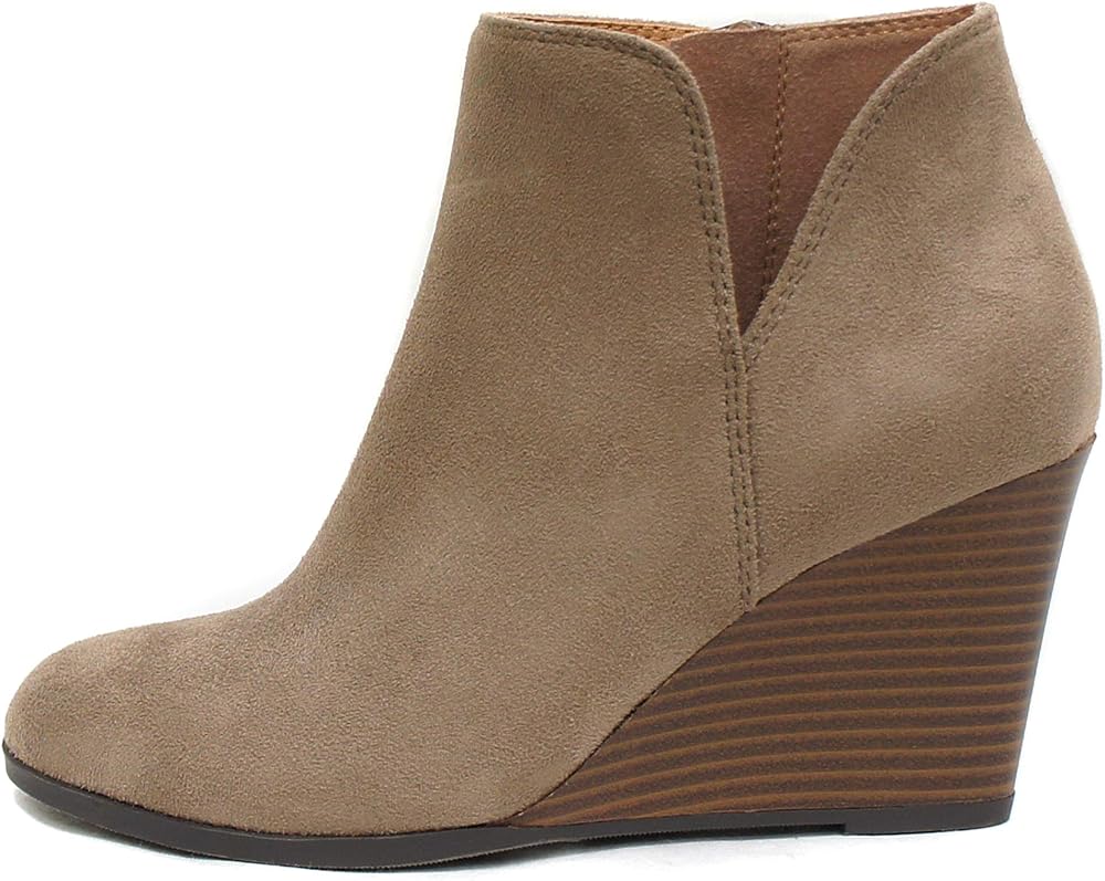 Soda Ability - Mid Ankle Bootie w/Split Shaft and Zipper Stacked Wedge Heel