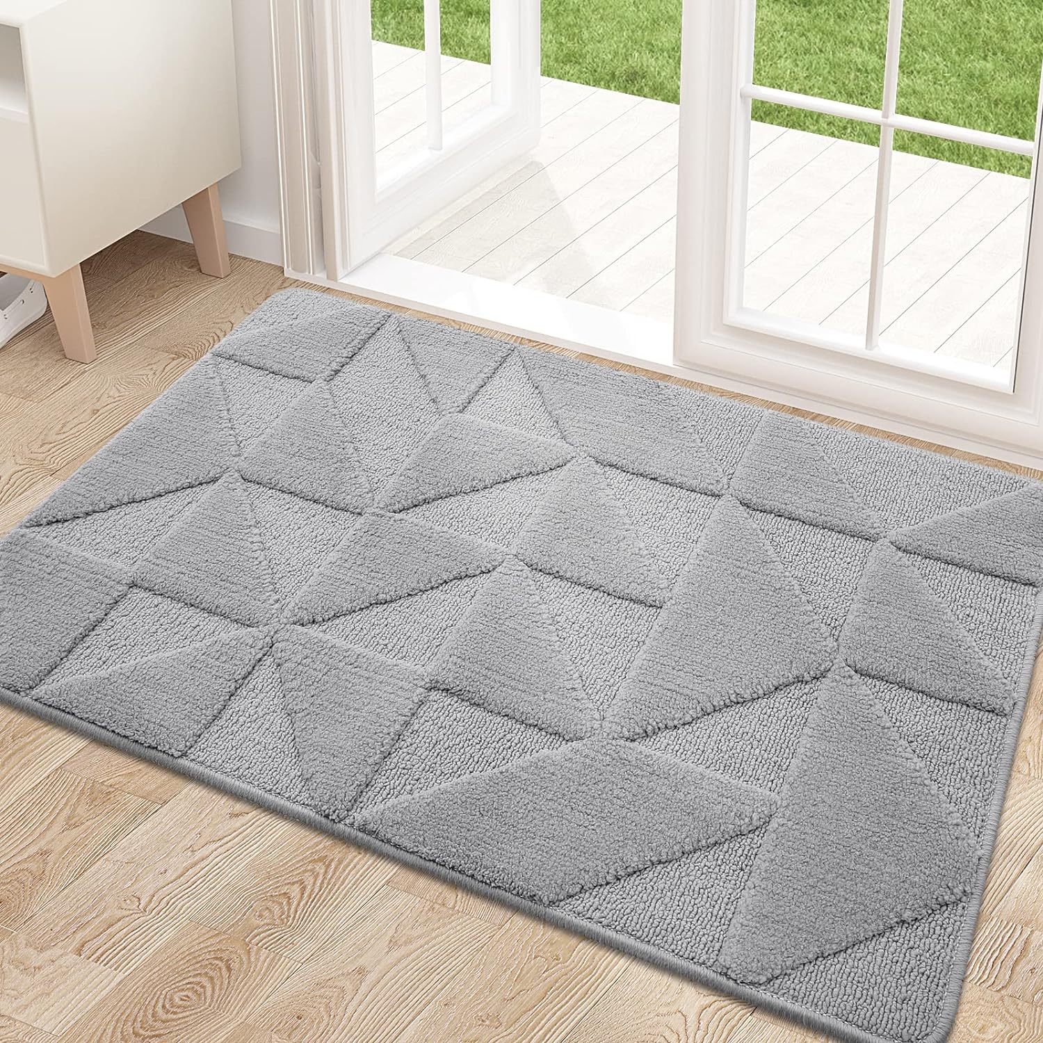 OLANLY Door Mats Indoor, Non-Slip, Absorbent, Dirt Resist, Entrance Washable Mat, Low-Profile Inside Entry Doormat for Entryway (30x17 inches, Grey)