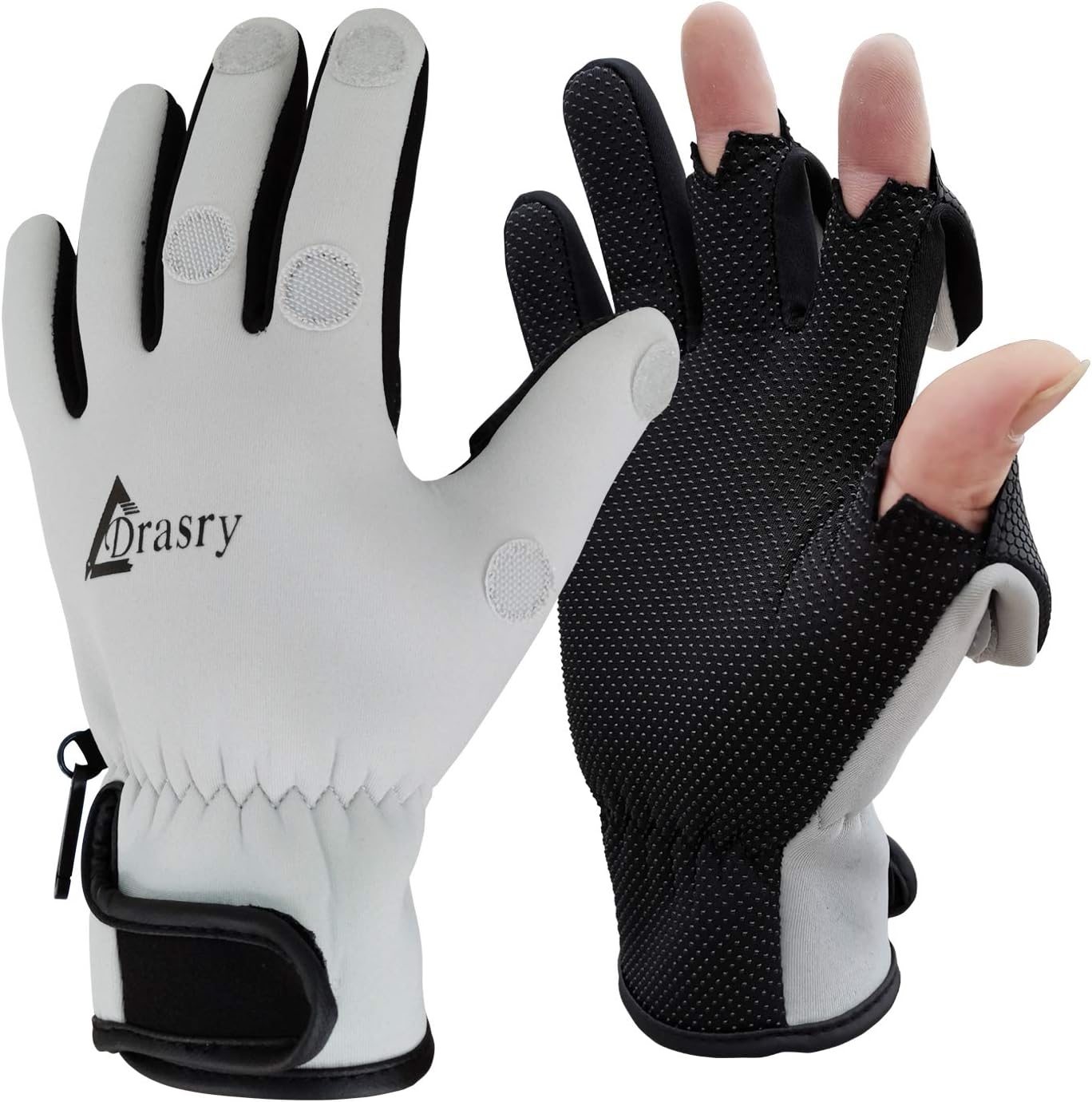 Drasry Neoprene Fishing Gloves Touchscreen 3 Cut Fingers Warm Cold Weather Suitable for Men and Women Ice Fishing Fly Fishing Photography Motorcycle Running Shooting