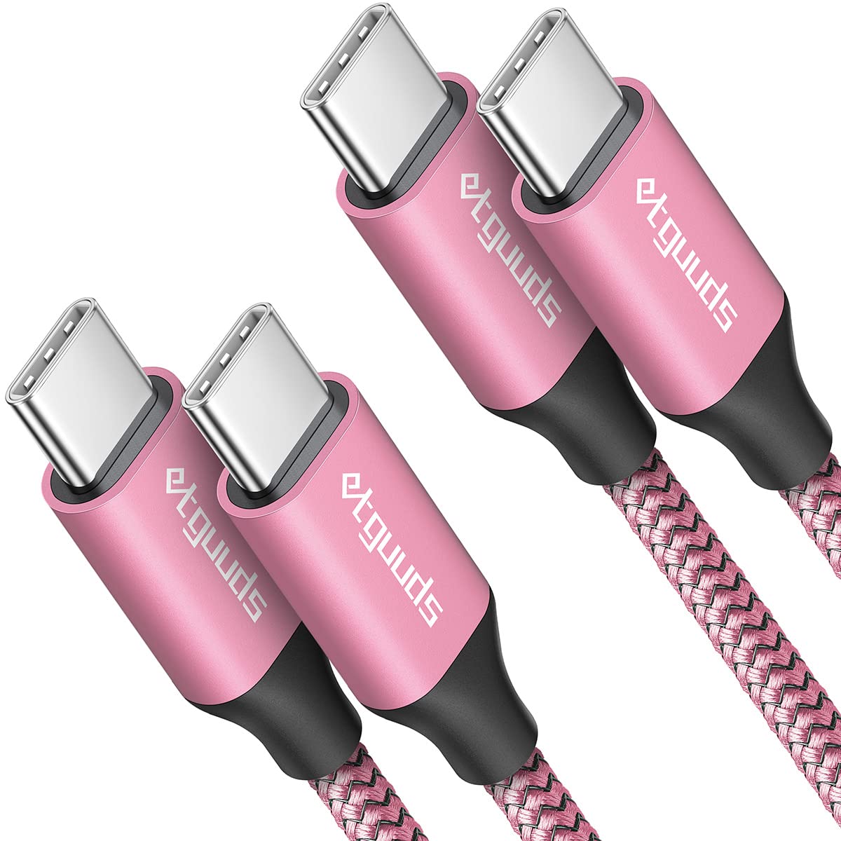 etguuds Pink Long USB C to USB C Cable 10ft, 2-Pack, 60W USBC to USBC Cord, Type C to C Charger Cable Fast Charging for iPhone 15 Pro Max/Plus, for MacBook/iPad, for Samsung Galaxy S24 S23 S22, Pixel