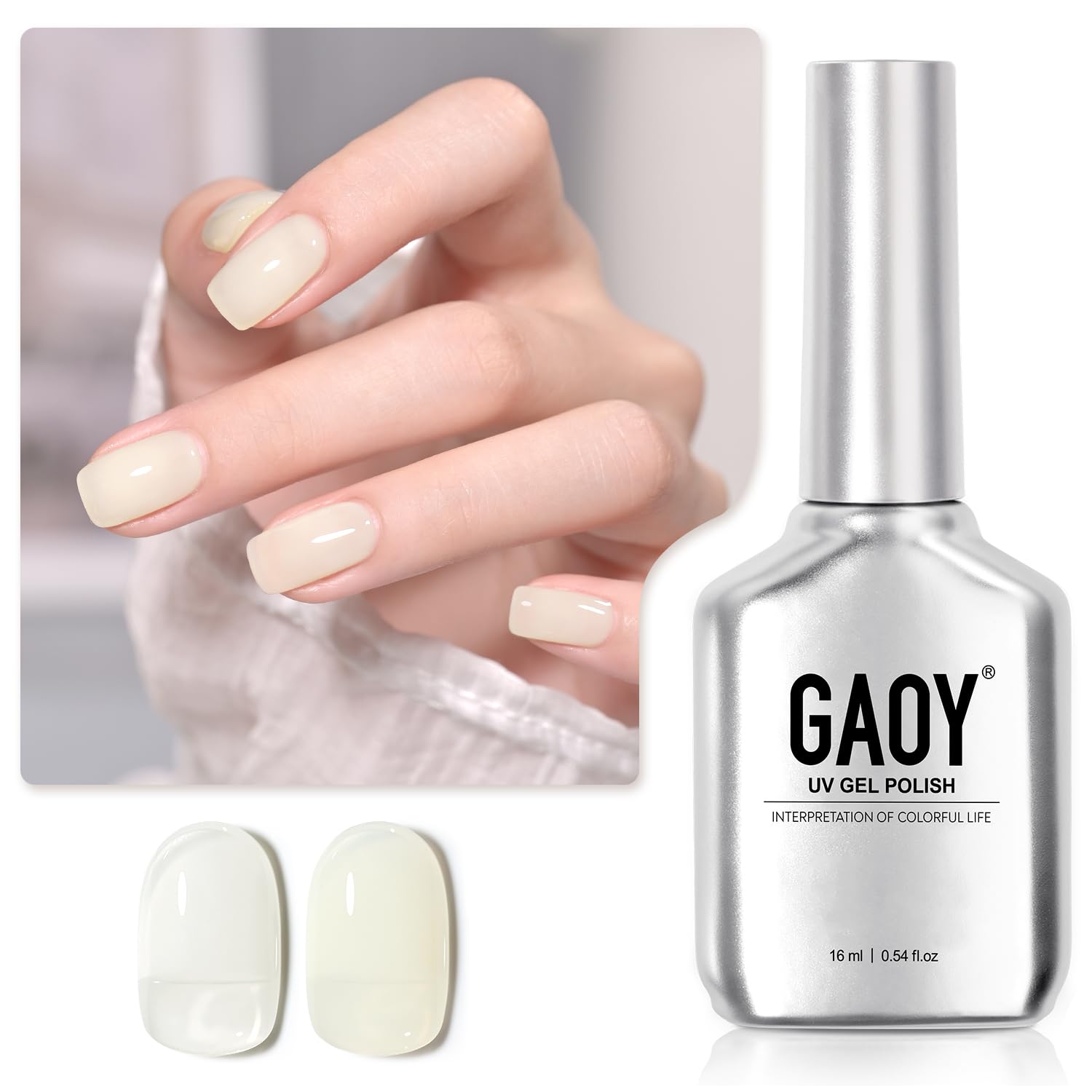 GAOY Jelly Gel Nail Polish, 16ml Sheer Yellow Translucent Soak Off Gel Polish, UV Light Cure for Nail Art DIY, 2310 Fresh Buttermilk