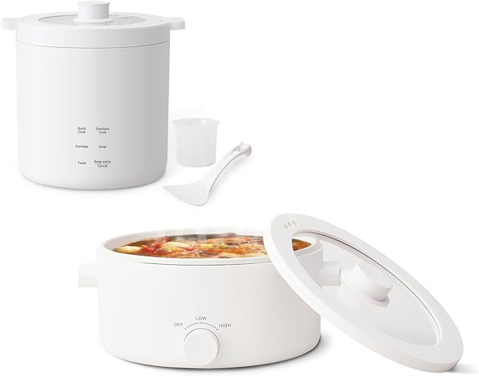 3L Electric Pot & 1.2L Mini Rice Cooker, Multi-function Electric Cooker, Rapid Heating and Overheating Protection