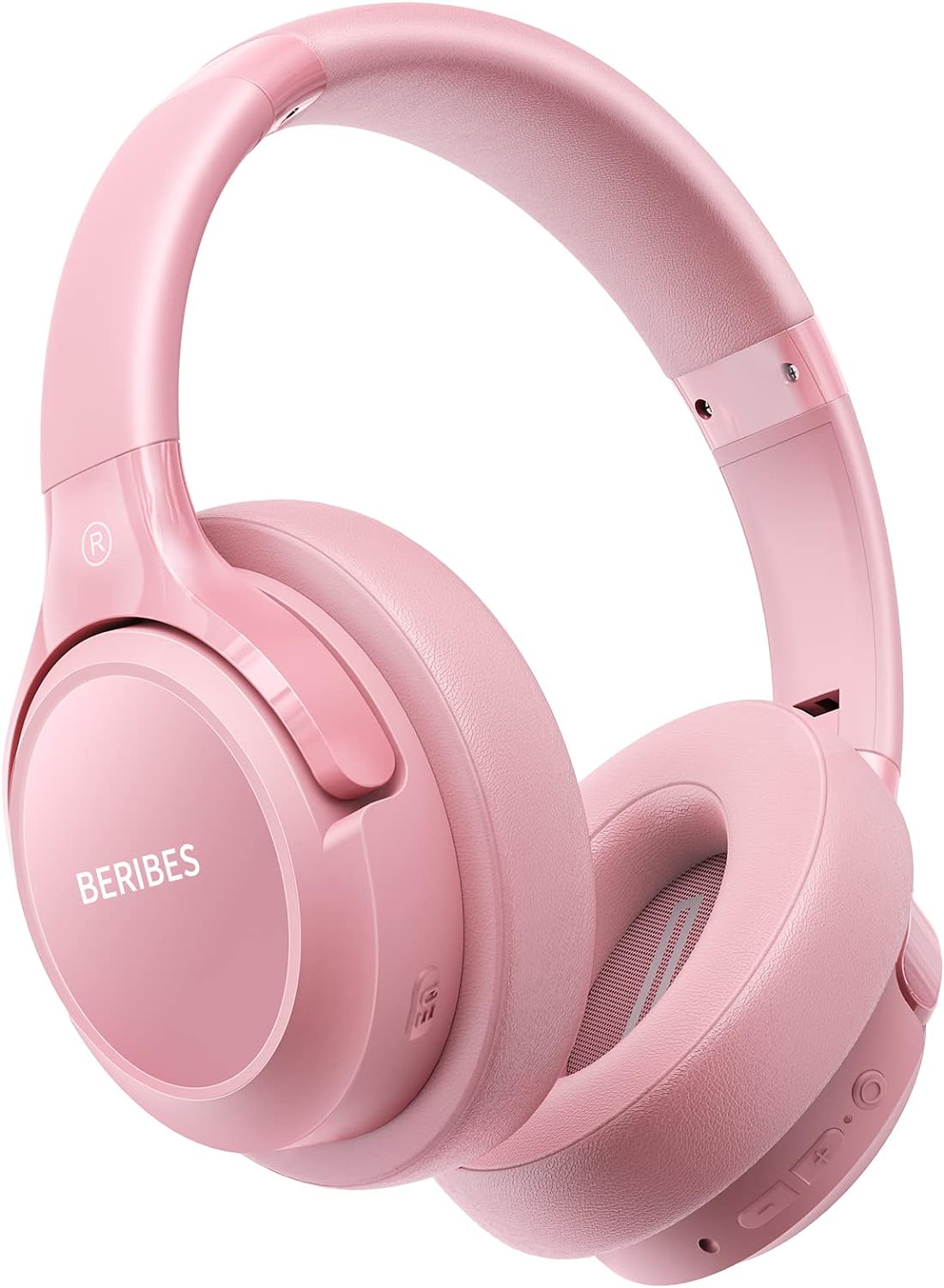 Bluetooth Wireless Headphones Over Ear,BERIBES 65H Playtime and 6 EQ Music Modes with Microphone, HiFi Stereo Foldable Lightweight Headset, Deep Bass for Home Office Cellphone PC Etc.(Pink)