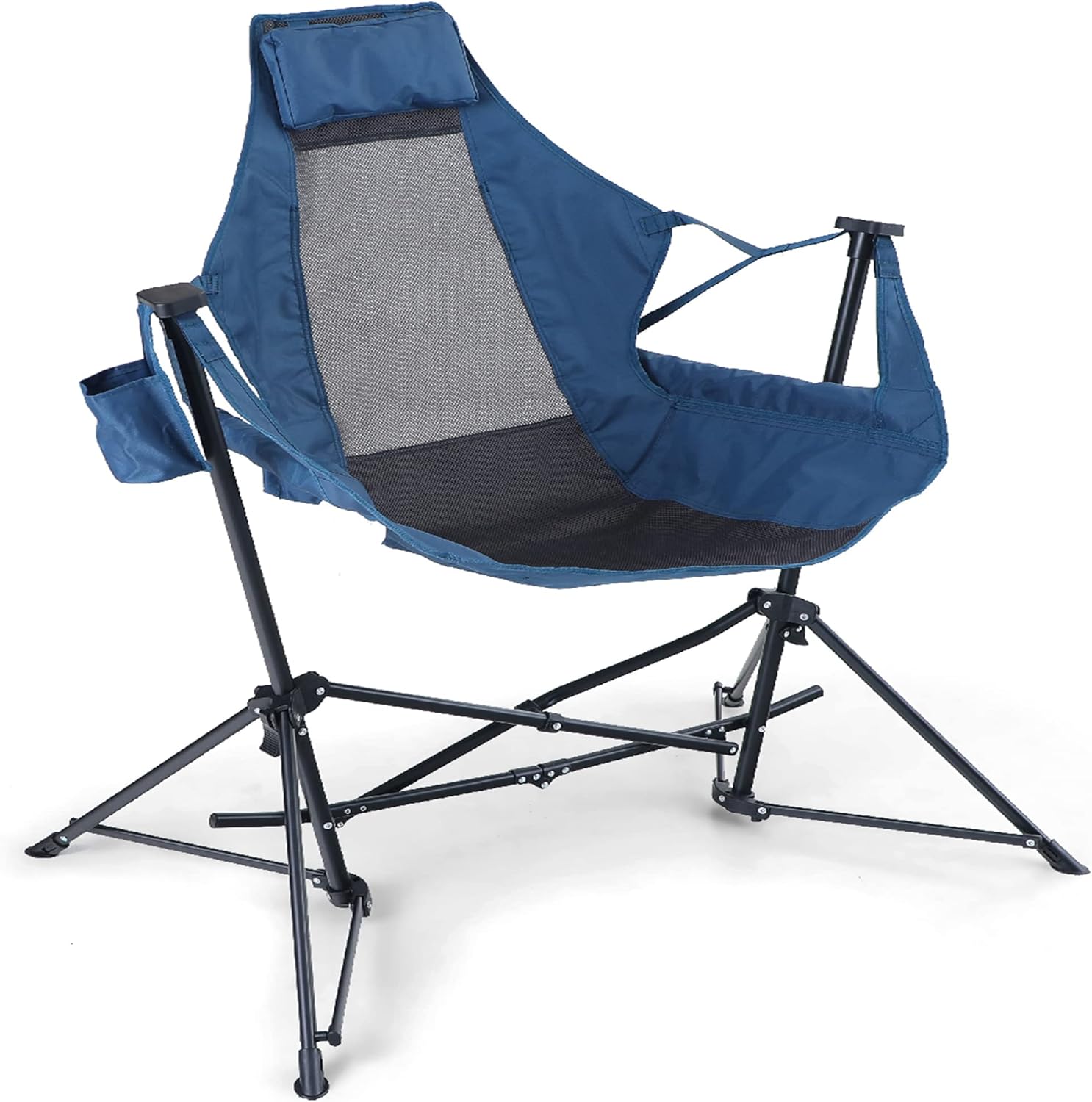 ALPHA CAMP Hammock Folding Rocking Chair with Cup Drink Holder, High Back, for Outdoor,Camping, Lawn,Backyard,Picnic, Steel,Heavy Duty Portable Oversized Capacity-350lbs