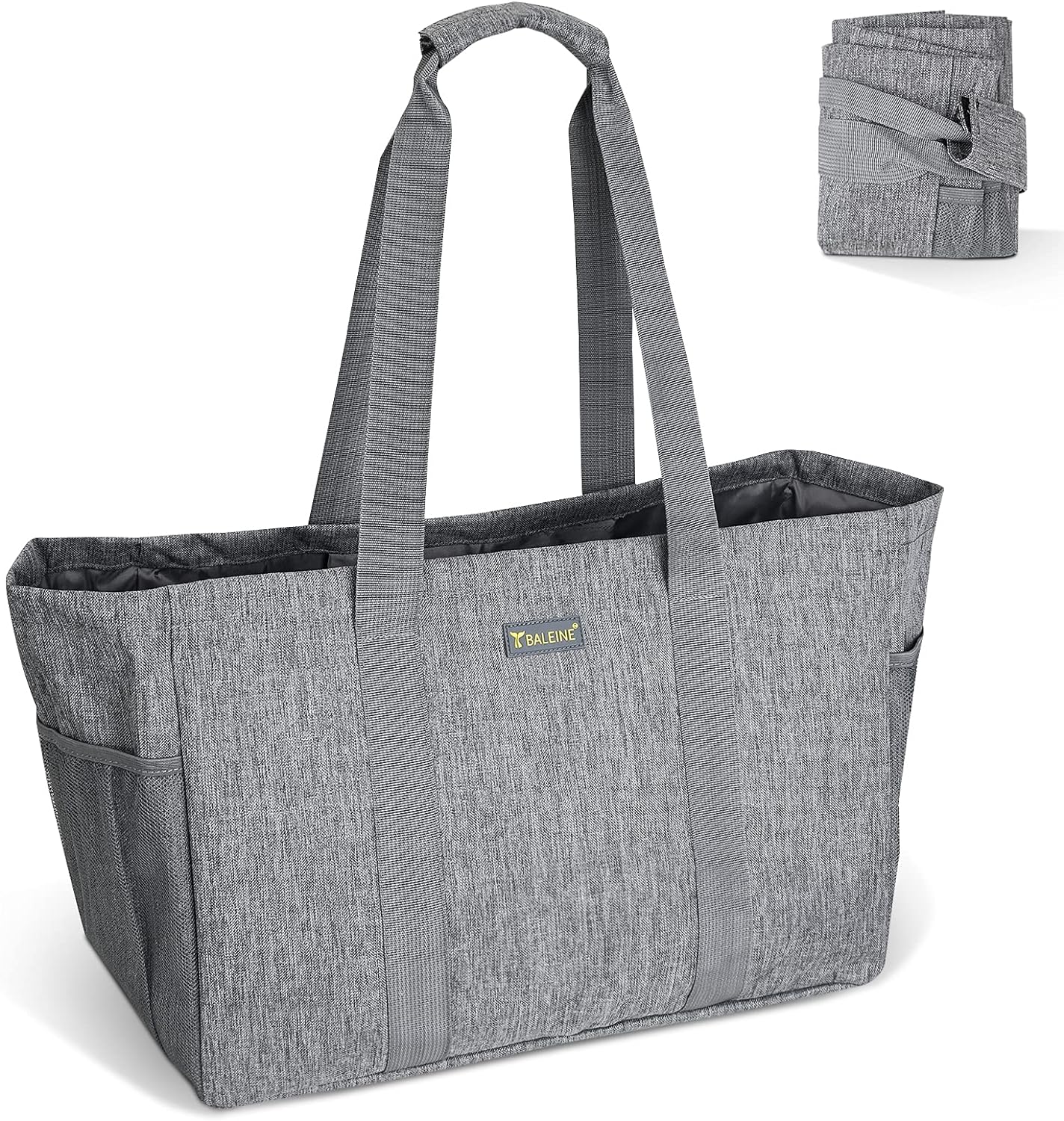 BALEINE Soft 9 Gallon Extra Large Utility Tote, Foldable Reusable Storage Bag (Winter Gray)