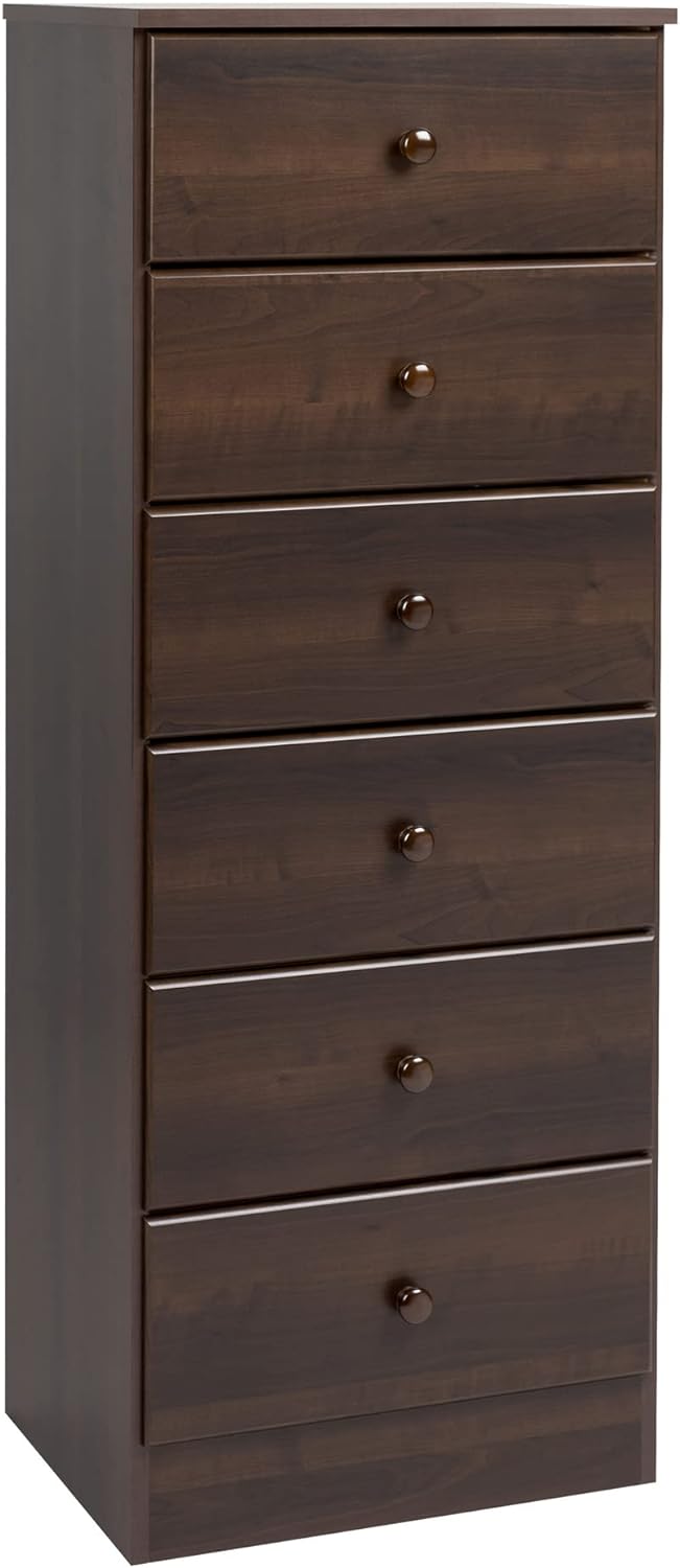 Prepac Astrid Tall Brown Dresser: 16D x 20W x 52H, 6-Drawer Chest for Bedroom by Prepac - Perfect Chest of Drawers for Ample Storage, Espresso