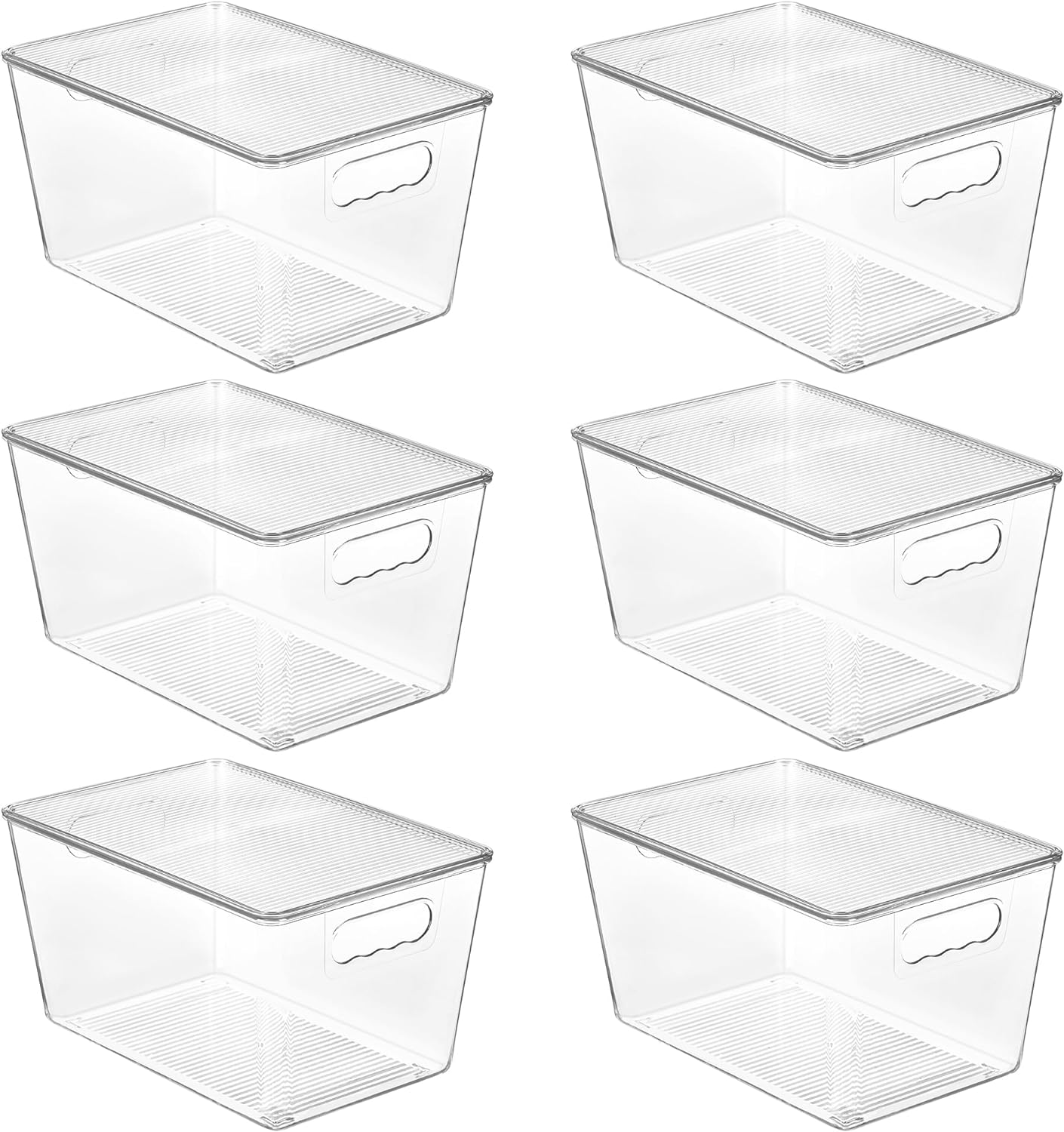 Vtopmart 6 Pack Clear Stackable Storage Bins with Lids, Large Plastic Containers with Handle for Pantry Organizer and Storage,Perfect for Bathroom,Cabinet,Kitchen,Fridge,Closet Organization