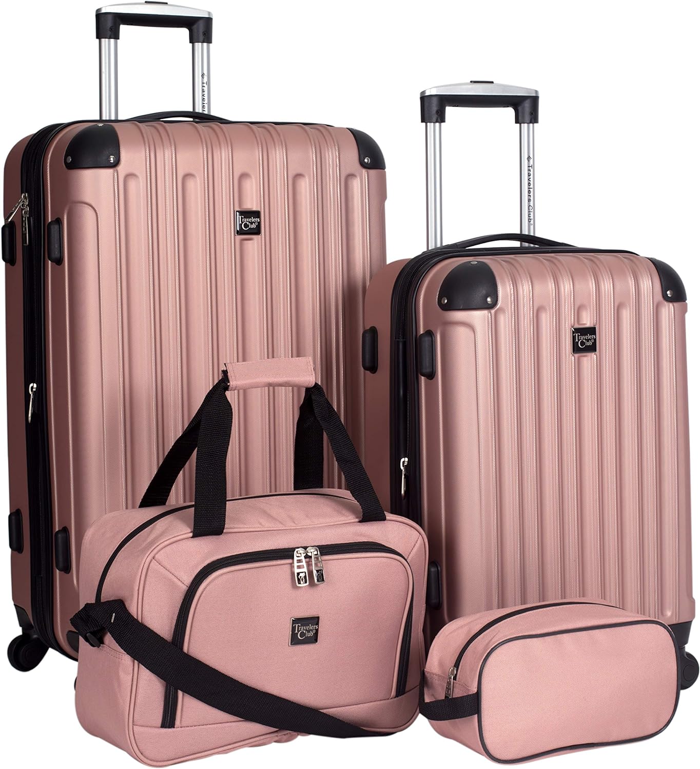 Travelers Club Expandable Midtown Hardside 4-Piece Luggage Travel Set, Rose Gold