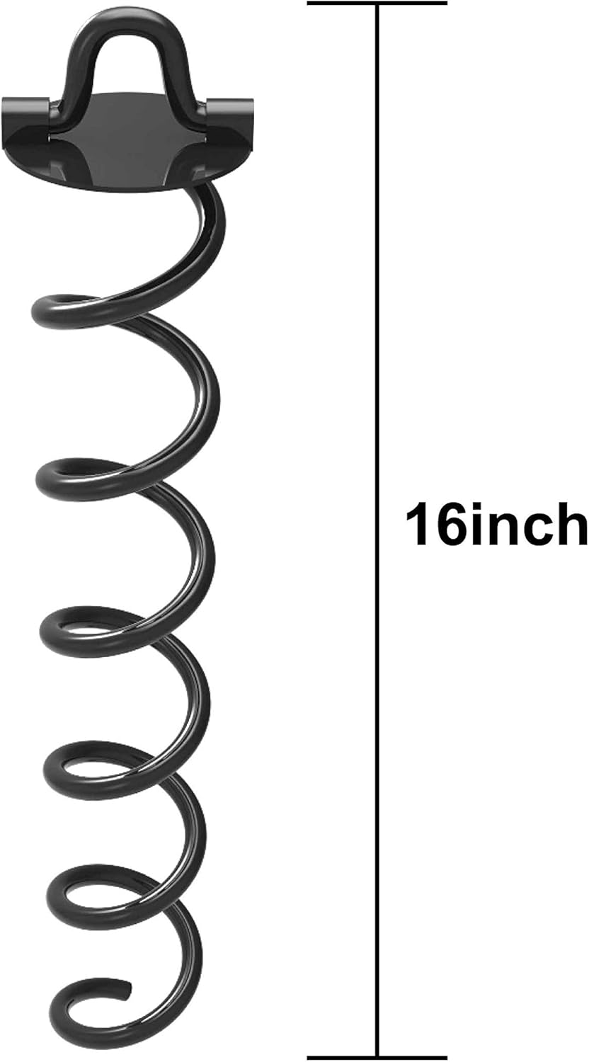 ABCCANOPY 16 Spiral Ground Anchor with Dog Tie Out for Anchor Swings Set Down, Tent (Black)