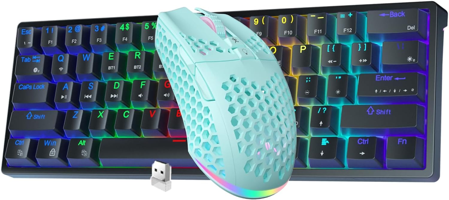 SM600 Plus Wireless Gaming Mouse with Honeycomb Shell,Tri-Mode Bluetooth/Wireless/RGB Mouse Wireless Mouse for Gaming