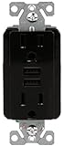 Leviton GUAC1-W 15A SmartlockPro Self-Test GFCI Combination with Type A & Type-C USB In-Wall, USB Charger for Smartphones and Tablets