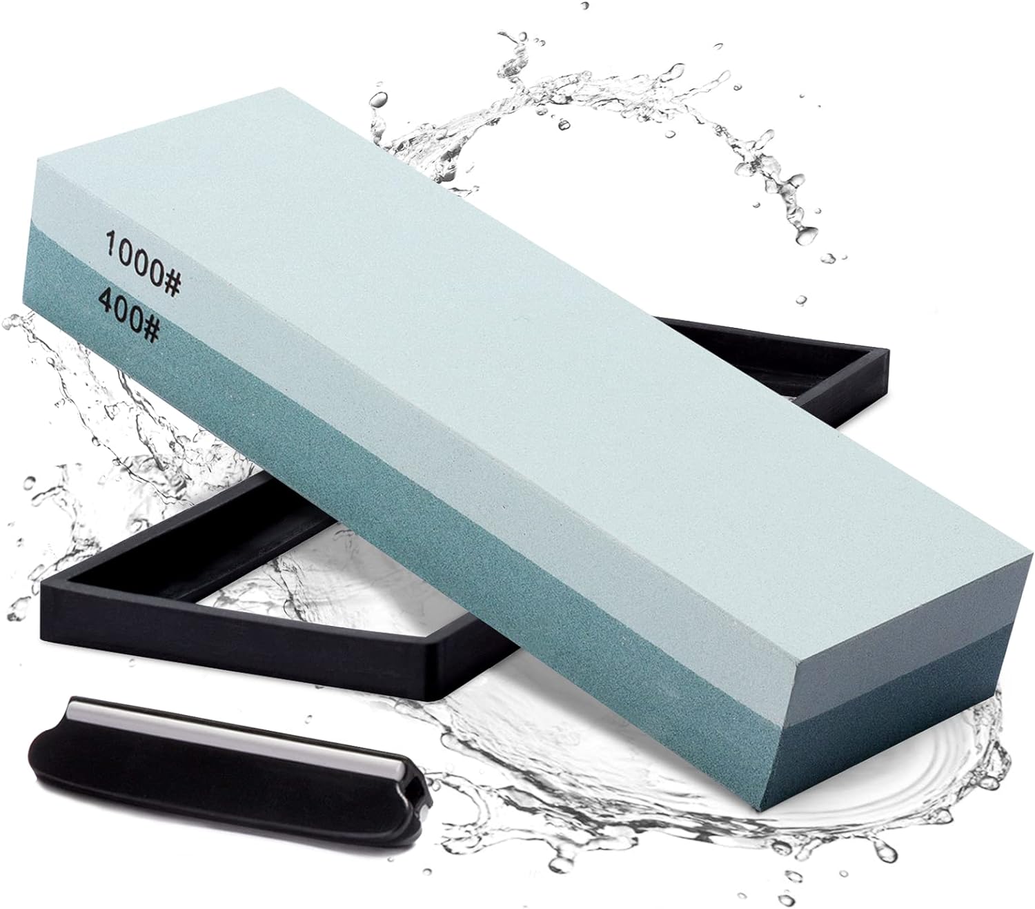 S SATC Whetstone 2-IN-1 Sharpening Stones 400/1000 Grits Knife Sharpening Stone, Wet Stone Knife Sharpener Including Sharpening Stone Holder and Guided Angle