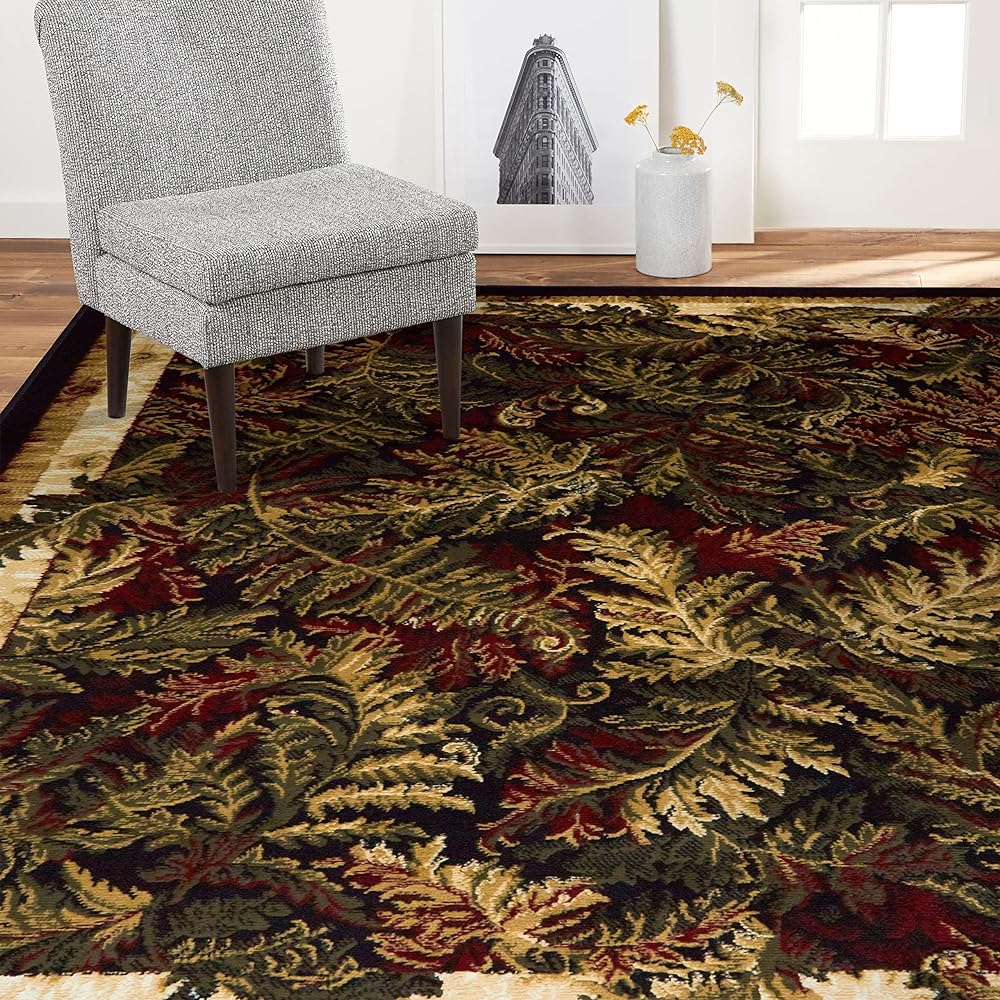 Home Dynamix Optimum Kawan Area Rug 7&#39;8&#34; x10&#39;4&#34; Traditional Area Rug, Black/Burgundy/Ivory