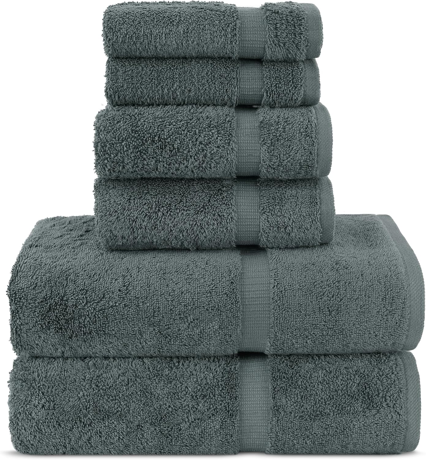 Chakir Turkish Linens |Hotel & Spa Quality 100% Cotton Premium Turkish Towels | Soft & Absorbent (Dark Gray, 6-Piece Towel Sets)