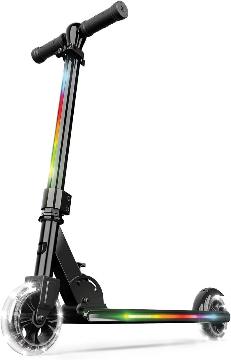 Jetson Mars Kids 2-Wheel Light-Up Kick Scooter, Includes LED Lights on Handlebar, Stem, Wheels & Deck, Adjustable Handlebar, Rear Brake, Lightweight Design, Easy-Folding Mechanism, Ages 5 