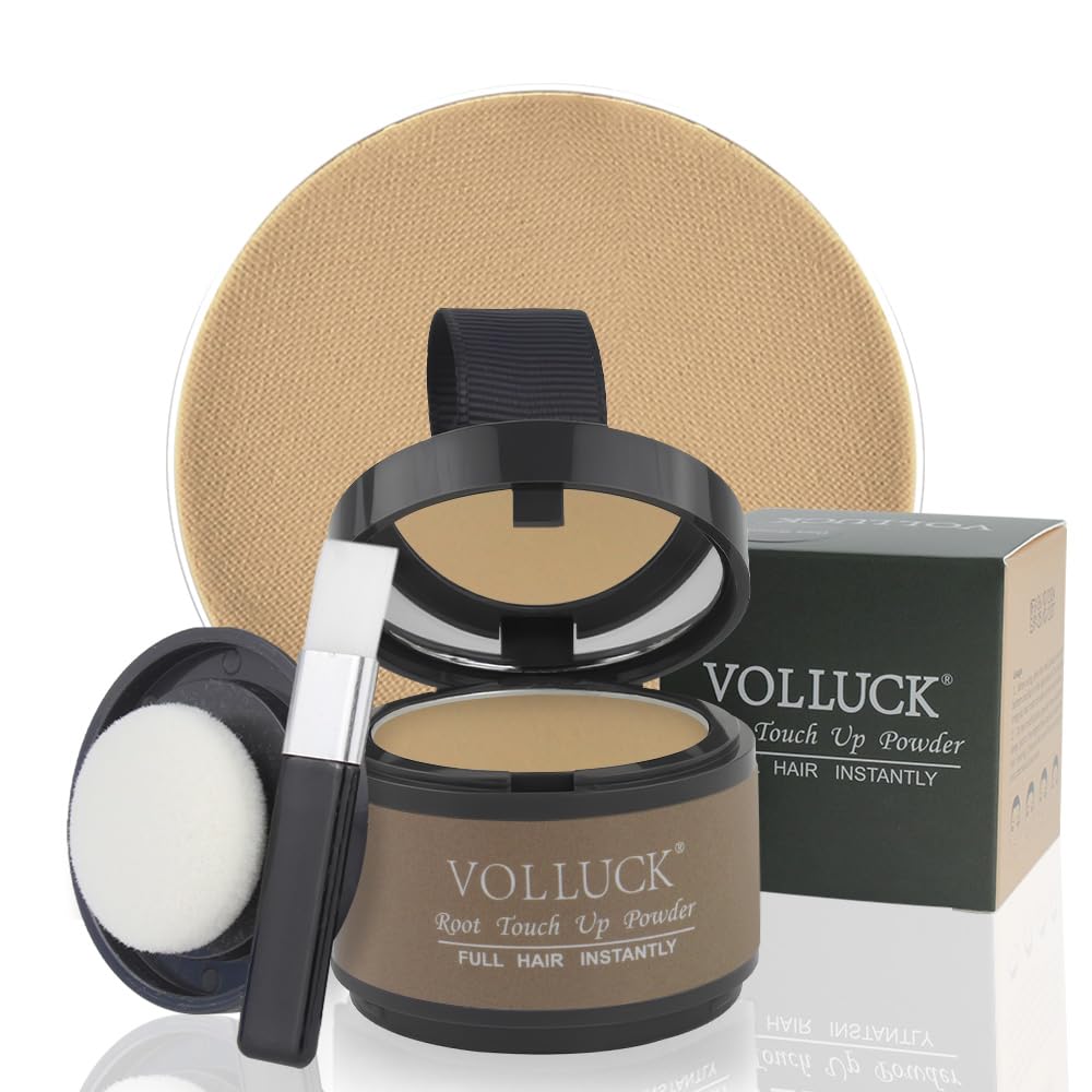 VOLLUCK Root Touch Up Powder Stick for Thinning Hair, Bald Spots, Eyebrows, and Beard Line - Hair Shadow Powder for Women and Men, Blonde