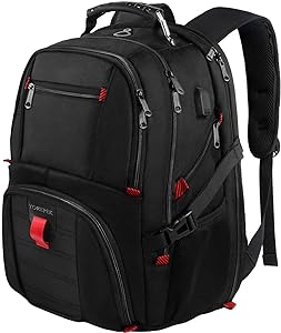 YOREPEK 18.4 Laptop Large Backpacks Fit Most 18 Inch Laptop with USB Charger Port,TSA Friendly Flight Approved Weekend Carry on Backpack with Luggage Strap for Men and Women, Black