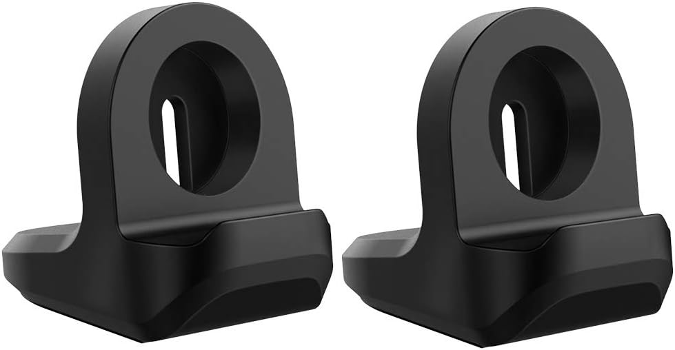 MoKo 2-Pack Charger Stand Compatible with Samsung Galaxy Watch 4,4 Classic/3 41mm,45mm/Active,Active 2 40mm 44mm, Silicone Charging Stand Non-Slip Base Charger Dock Station Holder Bracket - Black