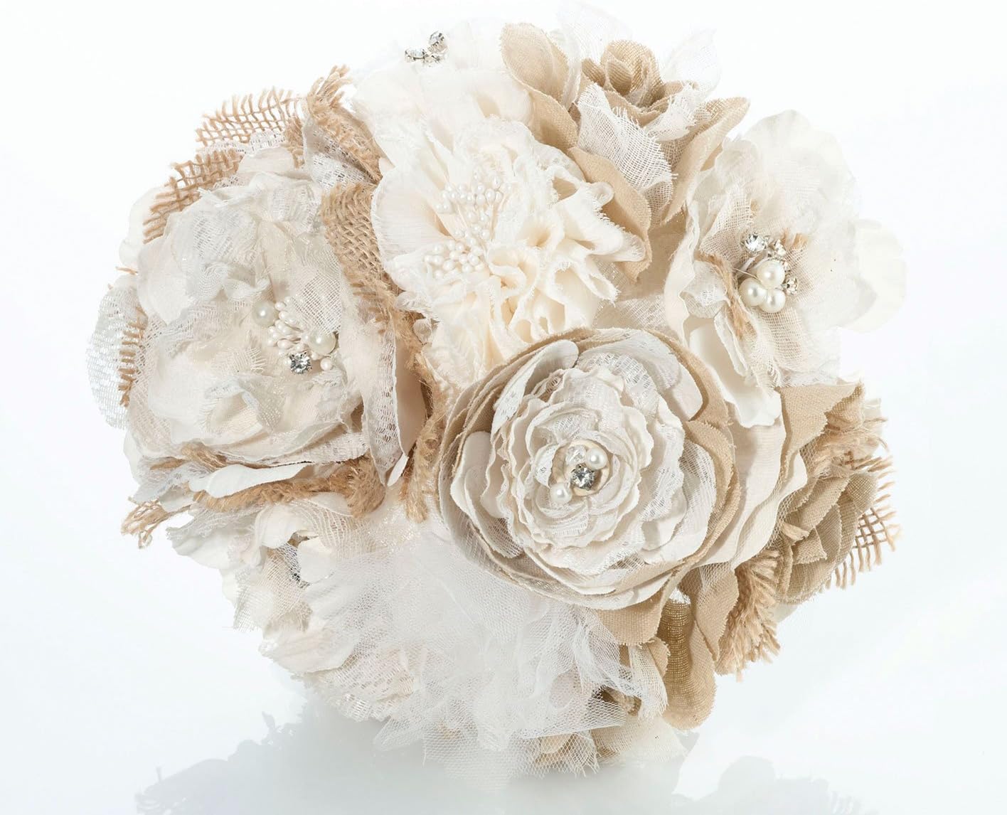 Lillian Rose Rustic Country Wedding Burlap Flower Bouquet, 7.5, Ivory, Taupe