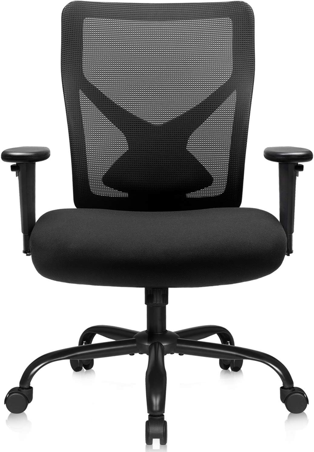 Furmax Big and Tall Office Chair Mesh Ergonomic Office Chair Swivel Computer Chair with Adjustable Back and Lumbar Support High Back Task Chair with Armrests (Black)