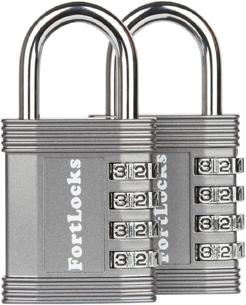 Padlock - 4 Digit Combination Lock for Gym Outdoor & School Locker, Fence, Case & Shed  Heavy Duty Resettable Set Your Own Combo  Waterproof & Weatherproof (2 Pack - Silver)