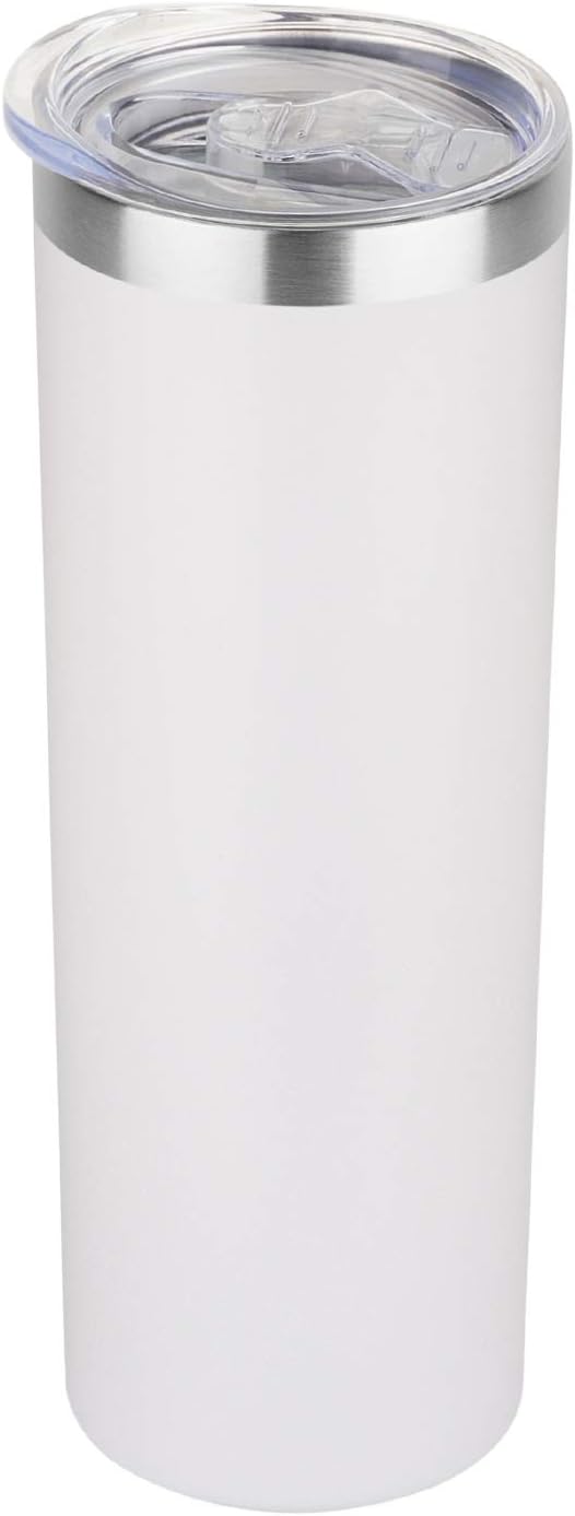 HASLE OUTFITTERS 20 oz Skinny Tumbler, Stainless Steel Insulated Slim Tumbler with Lid, Reusable Double Wall Travel Coffee Mug, Durable Powder Coated Travel Water Cup(White, 1)