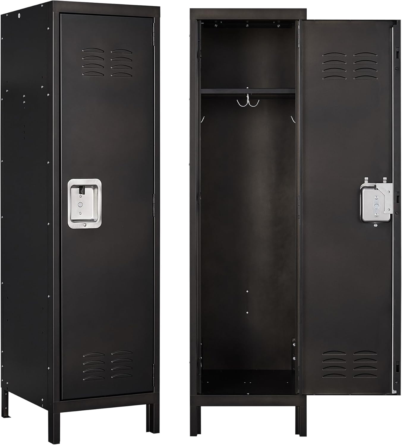 Metal Storage Locker, Lockable Employees Metal Locker with Door, 55 Height Steel Locker for Home, School, Office, Gym (Retro Black)