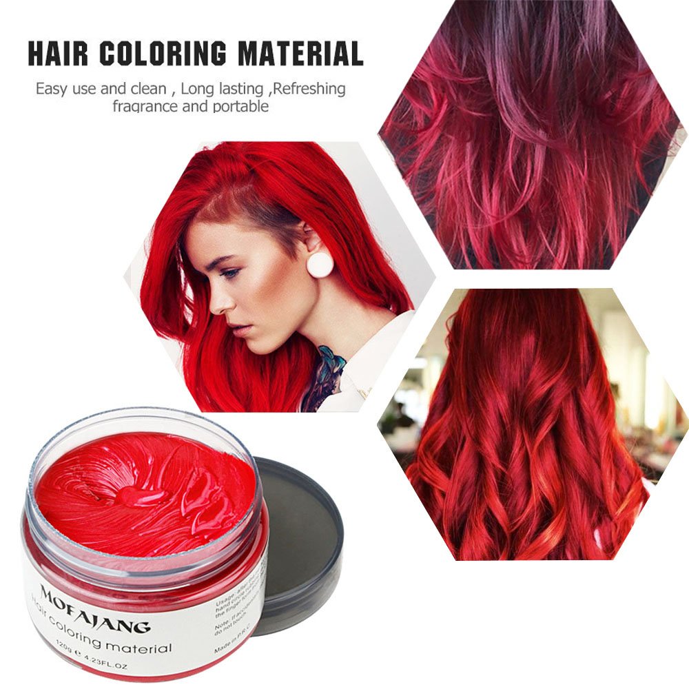 Red Temporary Hair Dye Wax Natural Instant Hair Color Wax Pomades 4.23 oz,Hair Styling Clay for Party, Cosplay, Halloween,Christmas