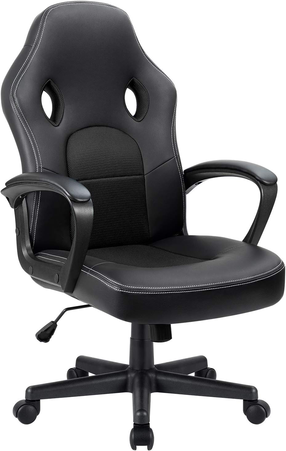 Furmax Gaming Chair Office Chair Leather Computer Desk Chair Racing Style Ergonomic Adjustable Swivel Task Chair with Lumbar Support and Arms (Black)