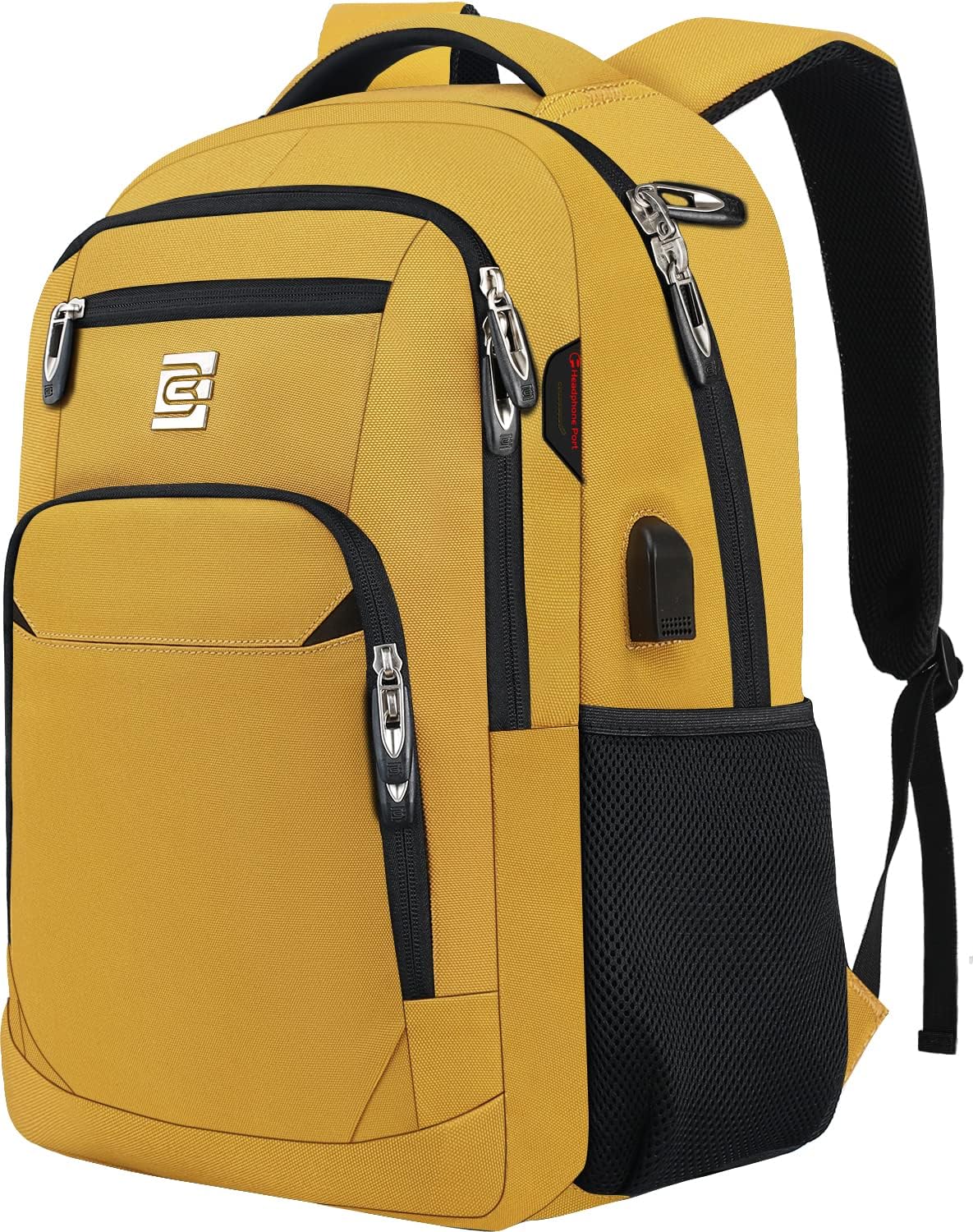 Laptop Backpack,Business Travel Anti Theft Slim Durable Laptops Backpack with USB Charging Port,Water Resistant College Computer Bag for Women & Men Fits 15.6 Inch Laptop and Notebook-Yellow