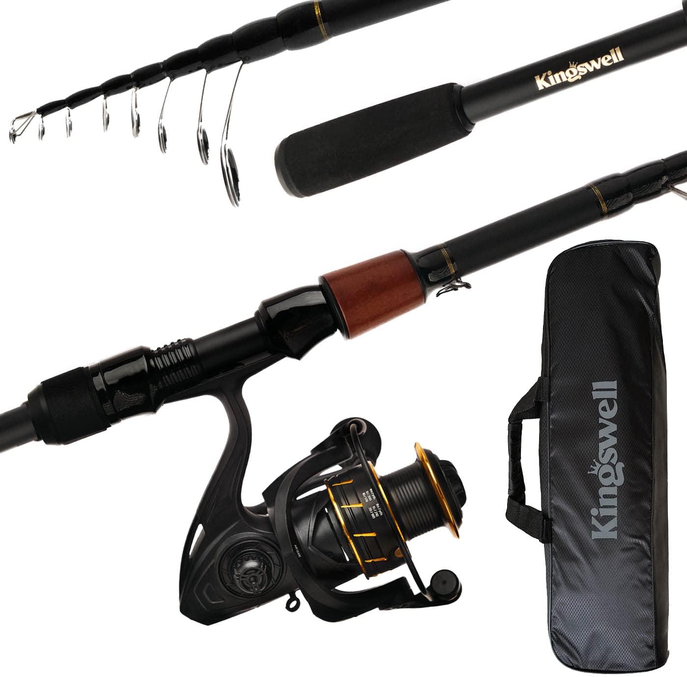 Telescopic Fishing Rod and Reel Combo, Premium Graphite Carbon Collapsible Fishing Pole with Spinning Reel, Portable Travel kit for Adults Kids