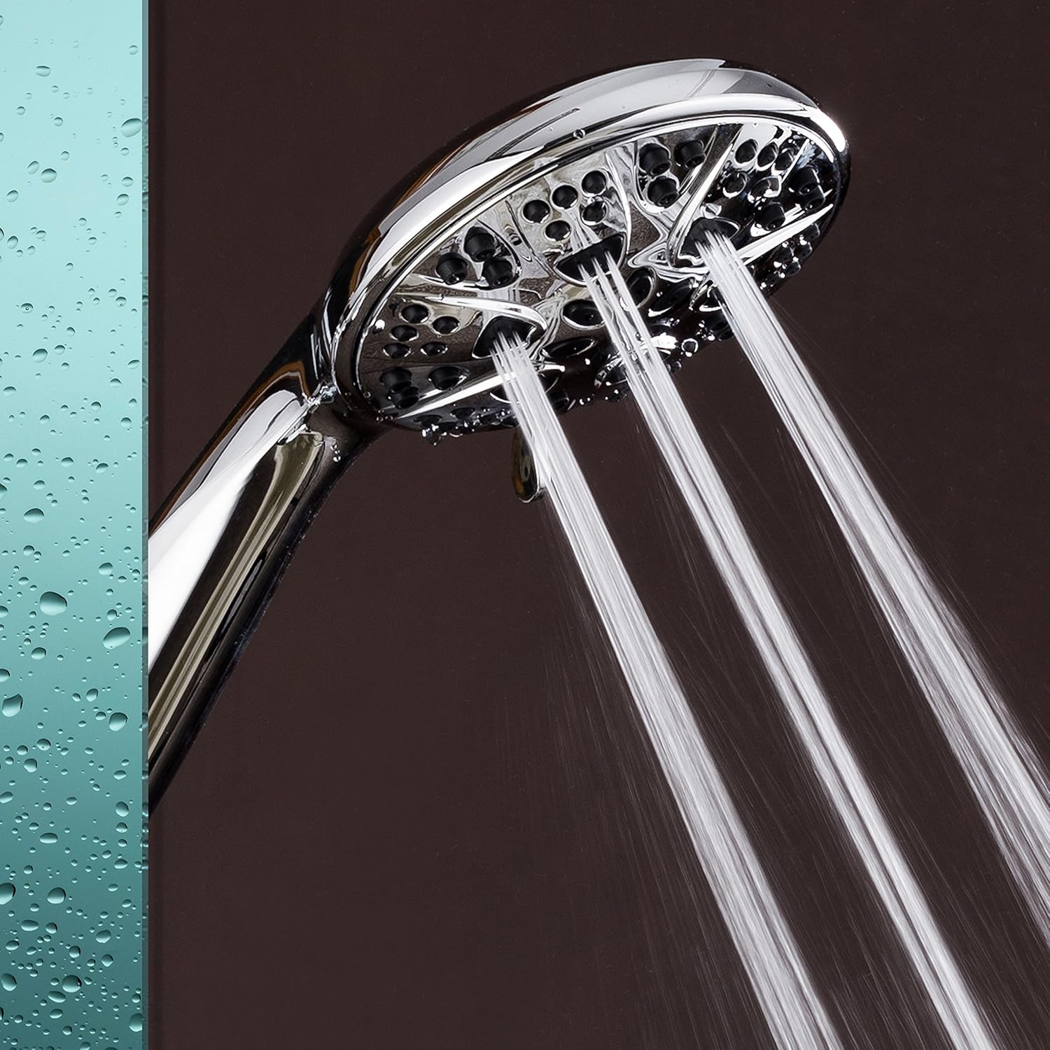 AquaDance Chrome Giant 5 6-Setting High Pressure Hand Held Head with Hose for Ultimate Shower Spa Officially Independently Tested to Meet Strict US Quality & Performance Standards