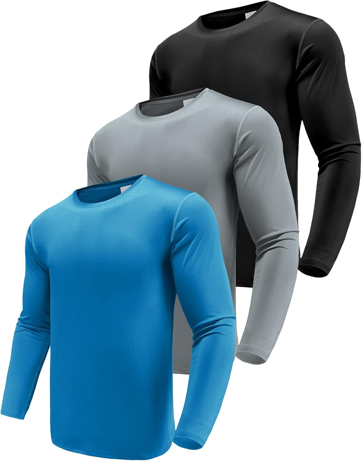 Men' 1 or 3 Pack Performance Long Sleeve T-Shirts, UPF 50+ Sun Protection Shirts, Athletic Gym Workout Shirts for Running