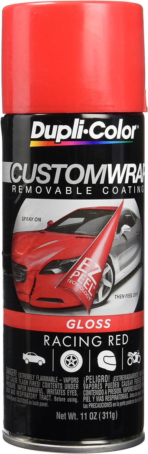 Dupli-Color ECWRC8430 Custom Wrap Gloss Removable Automotive Paint - Racing Red Spray Paint - 11 oz. Aerosol Can