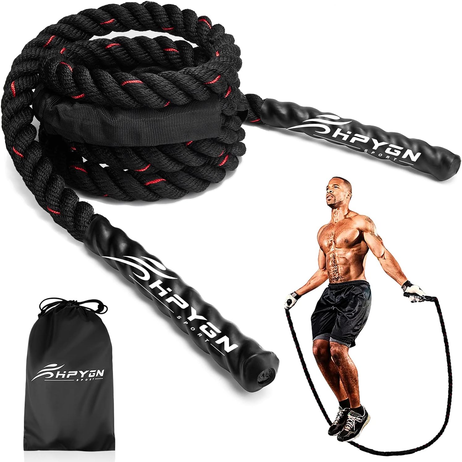 Good weighted rope for work outs. Very durable and sturdy. My son uses it for his workouts warmups as a varsity basketball player.