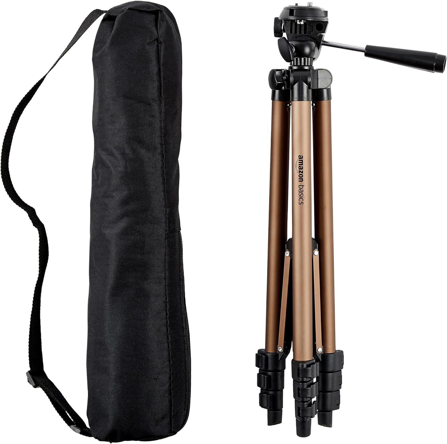 Amazon Basics 50-inch Lightweight Camera Mount Tripod Stand With Bag, Black%2fBrown