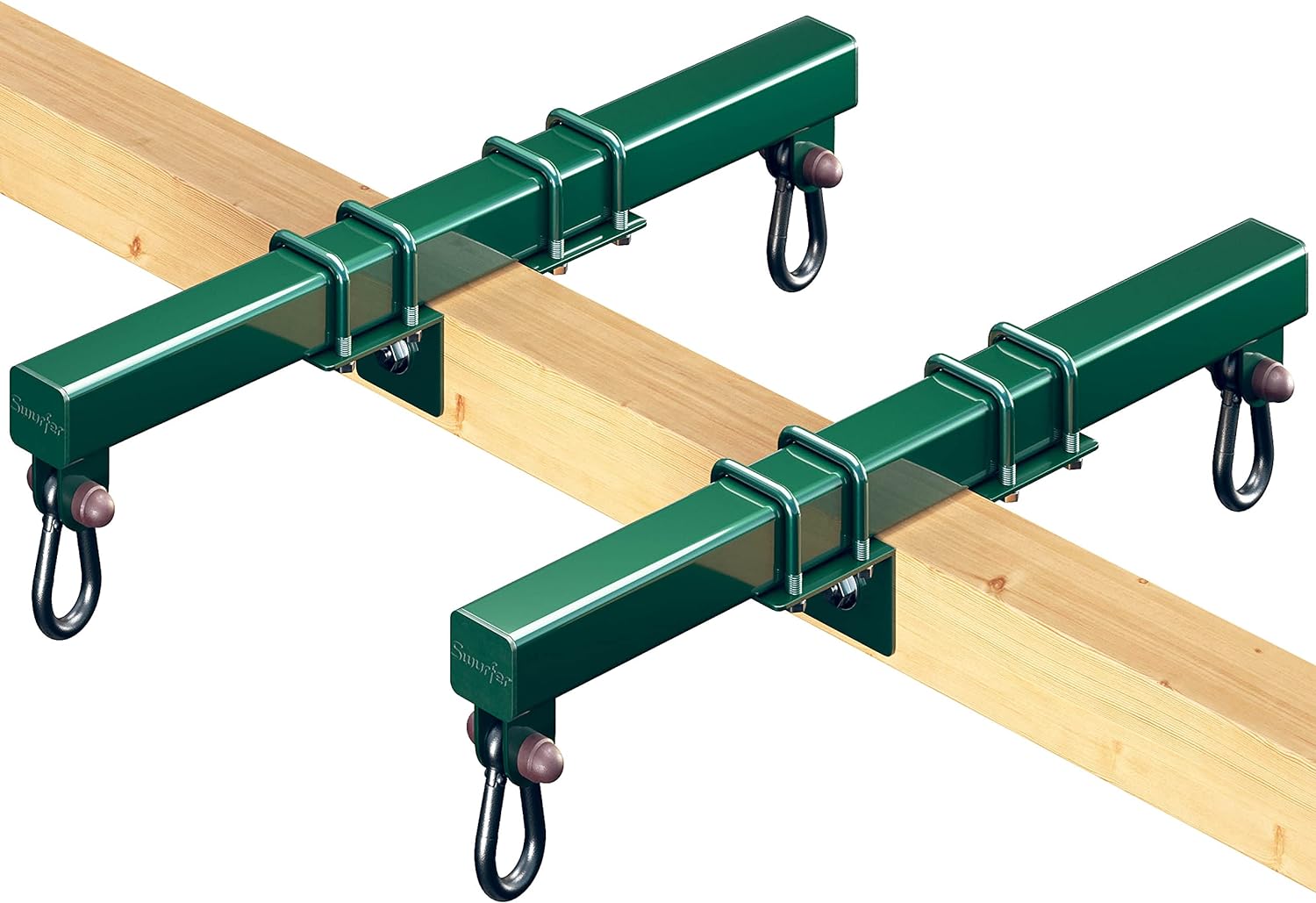 Swurfer Swing Set Conversion Bracket - No Tree, No Problem, Convert Your Swingset into a Swurfset, Heavy Duty Adjustable Horse Glider Attachment Bracket for Ages 12 & Up, Up to 150lbs (Green 2 Pack)