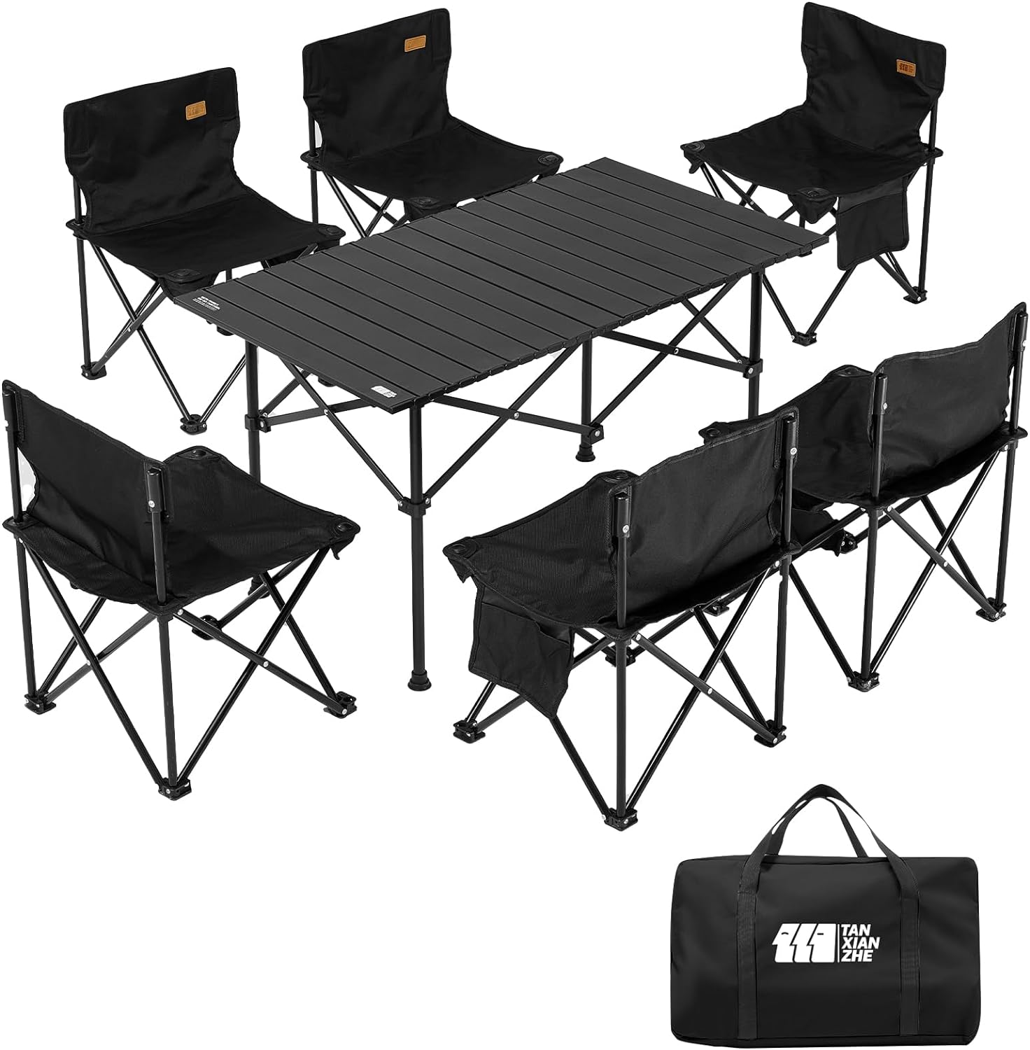 Camping Folding Chair and Table Set,Portable Picnic Table with Seats for More People Collapsible Camping Compact Table with Carrying Storage Bag for Outdoor Travel, Garden Party, BBQ, Picnic