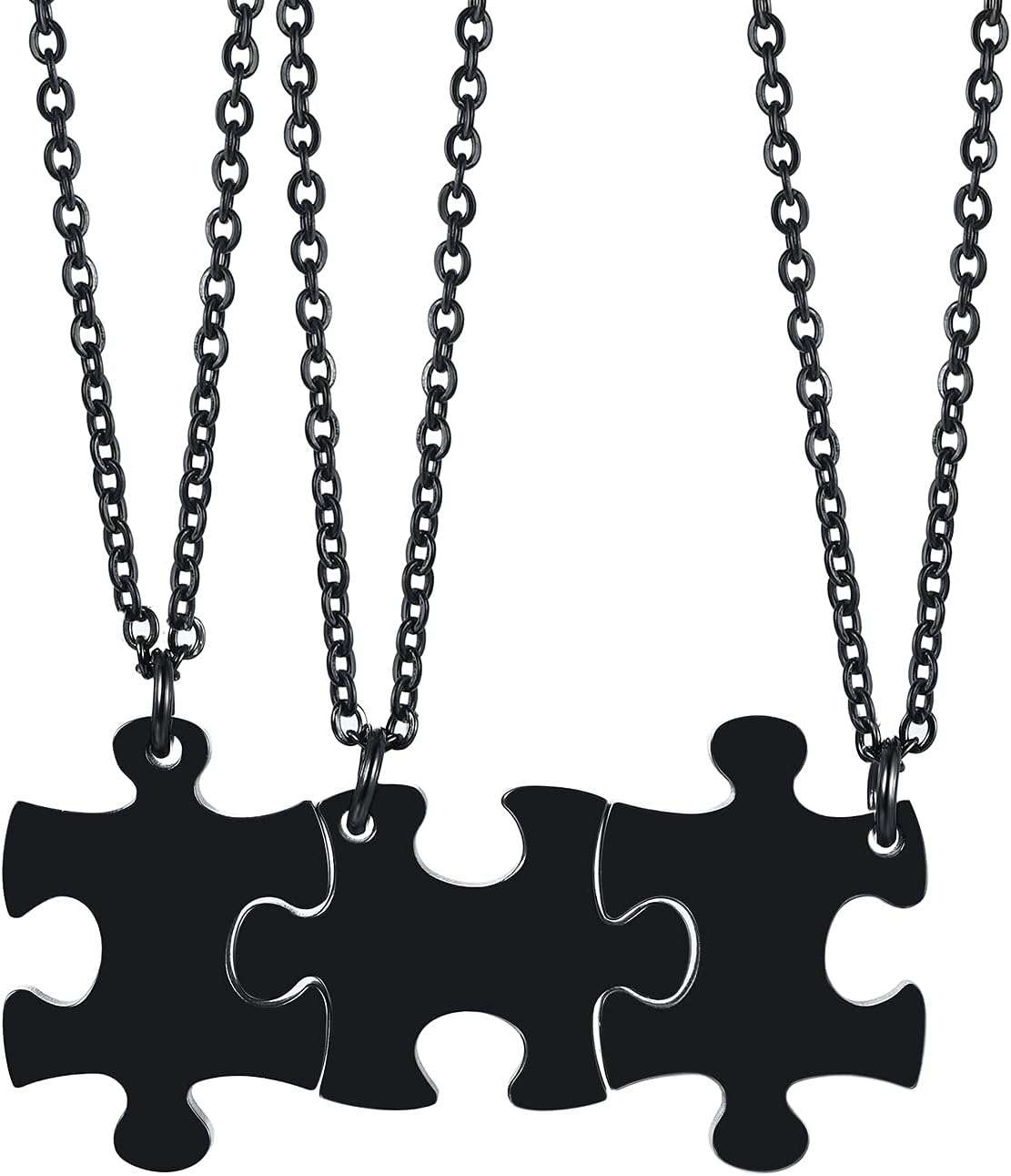 Stainless Steel Personalized Name Puzzle Piece Necklace for 2/3/4/5/6 BFF Best Friend Connected Stitching Necklace Friendship Jewelry Customized Family Jewelry